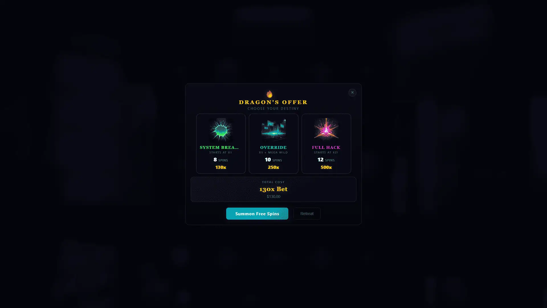 Neon Ronin slot gameplay reels