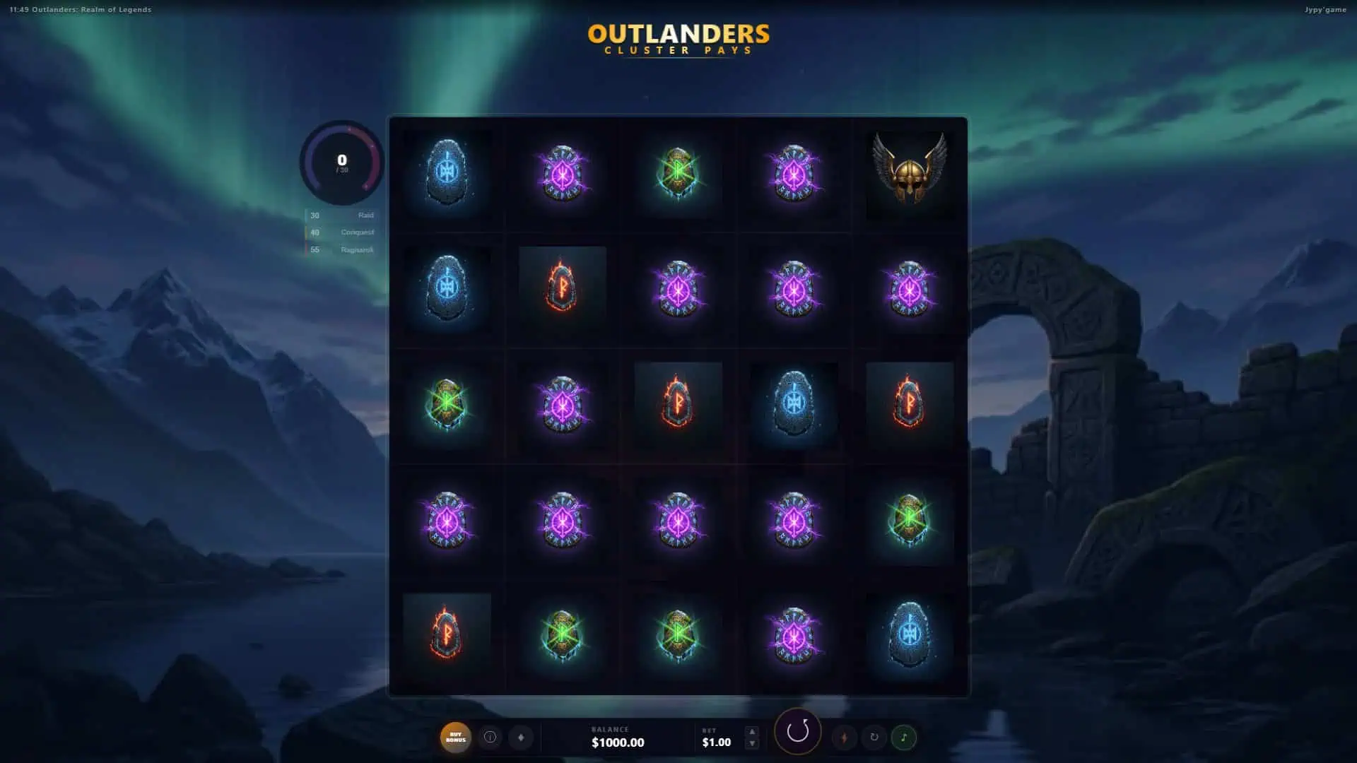 Outlanders realm of Legends slot gameplay reels