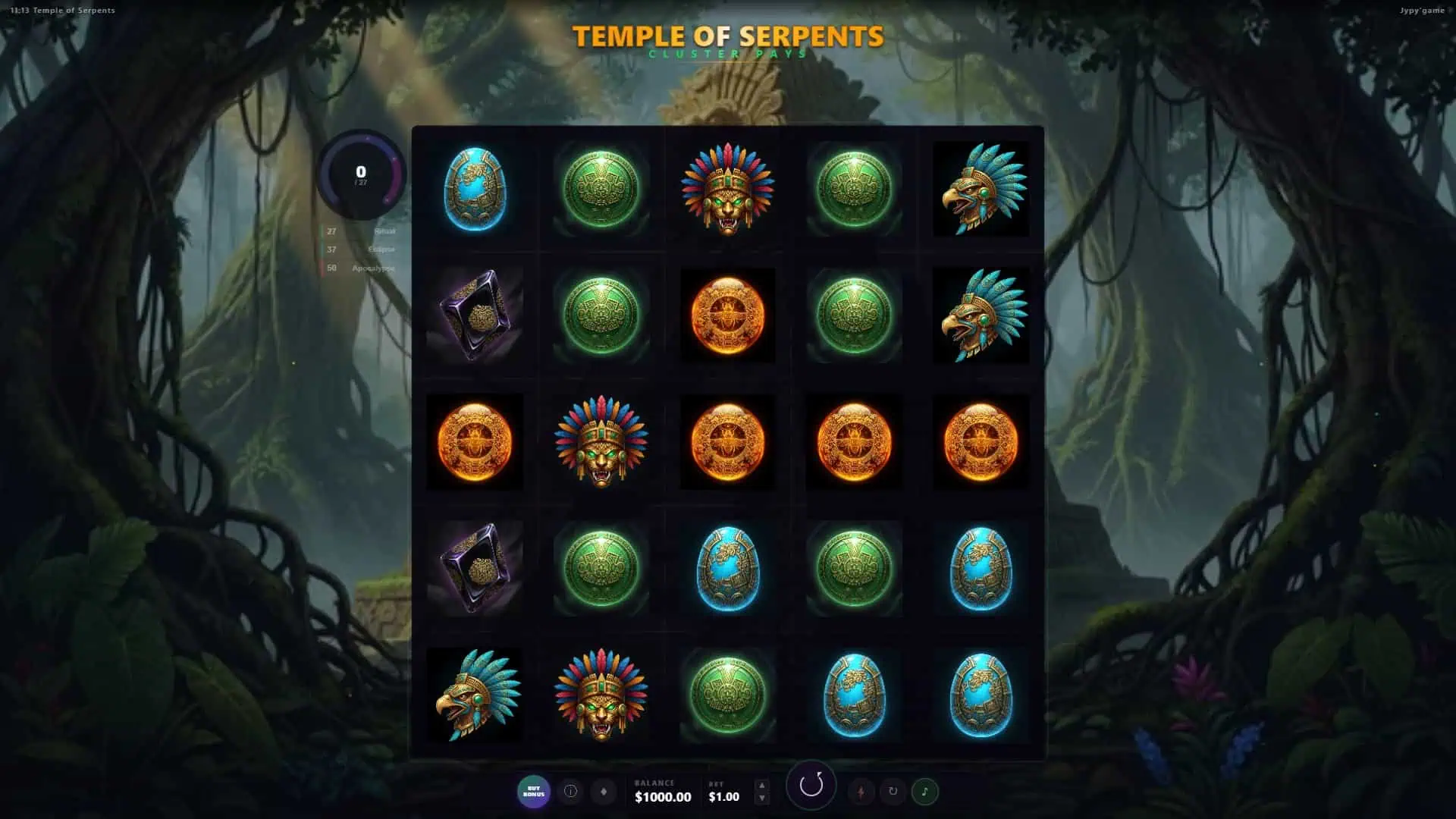Temple of Serpents slot gameplay reels