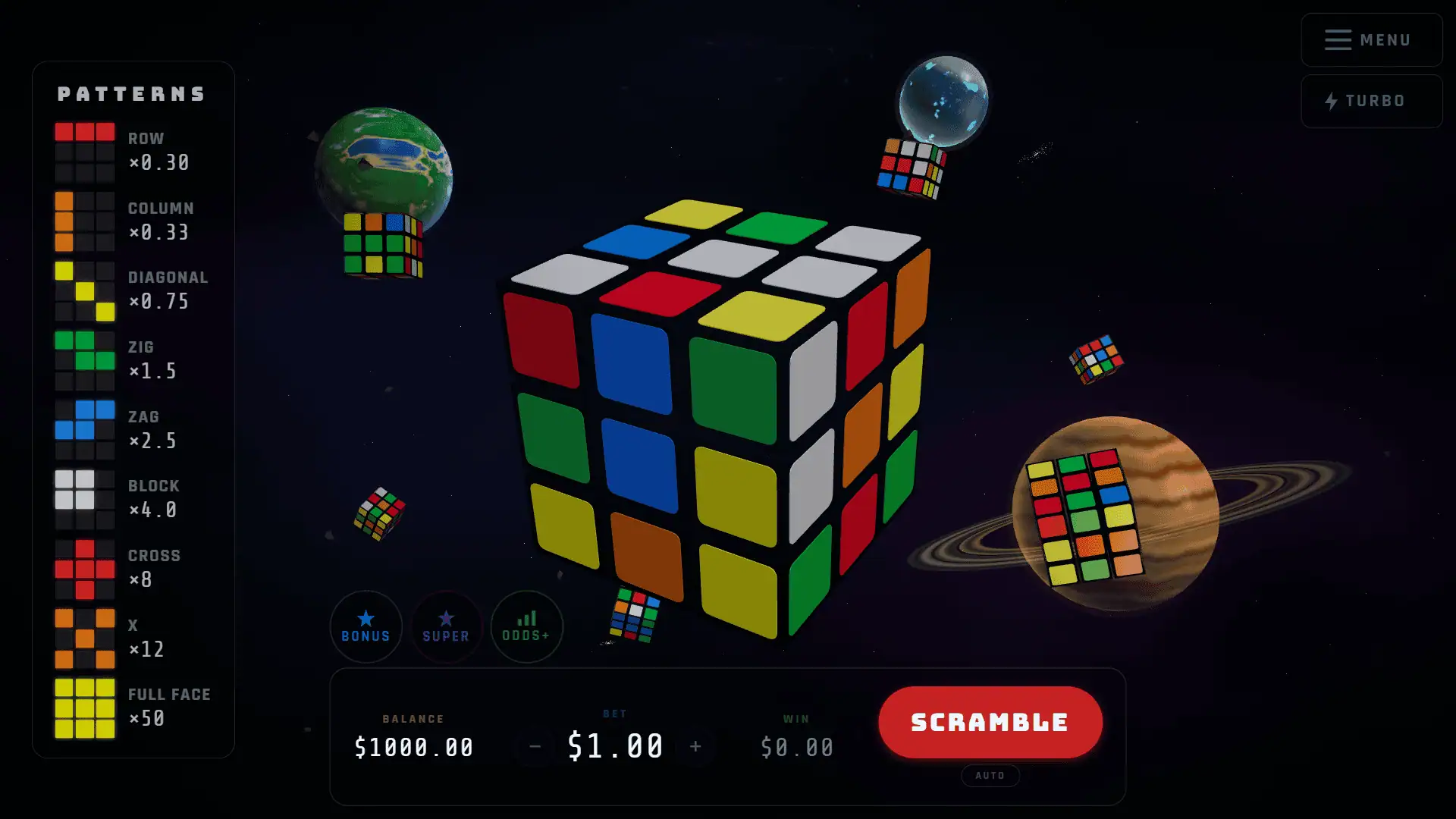 Cube 3D slot gameplay reels