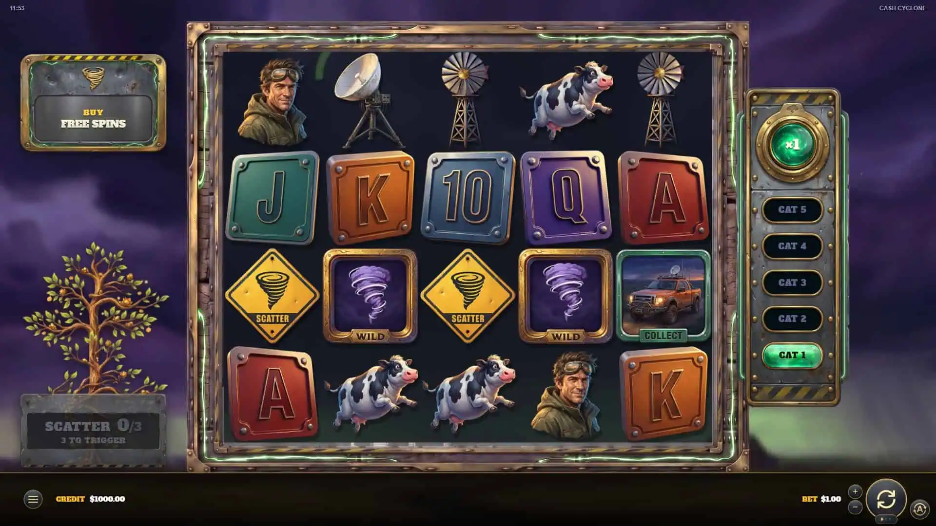 Cash Cyclone slot gameplay reels