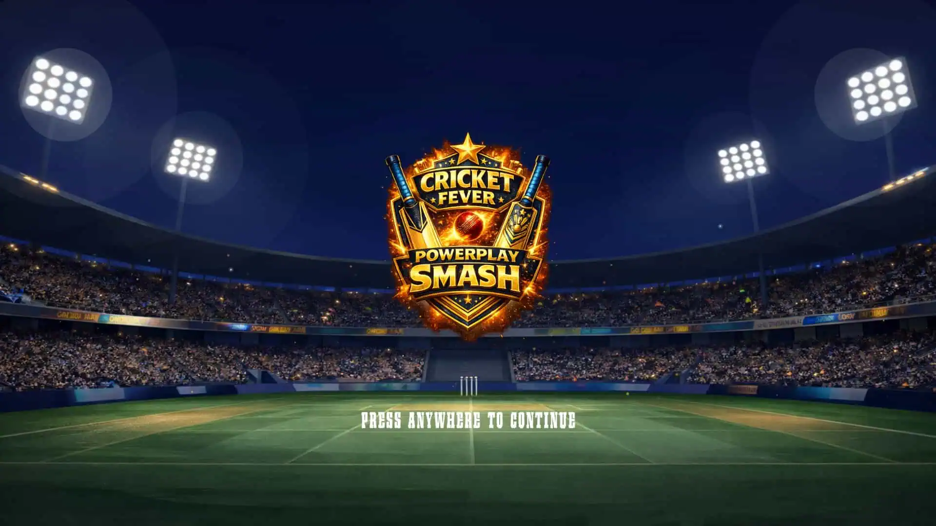 Cricket Fever: PowerPlay Smash slot intro screen
