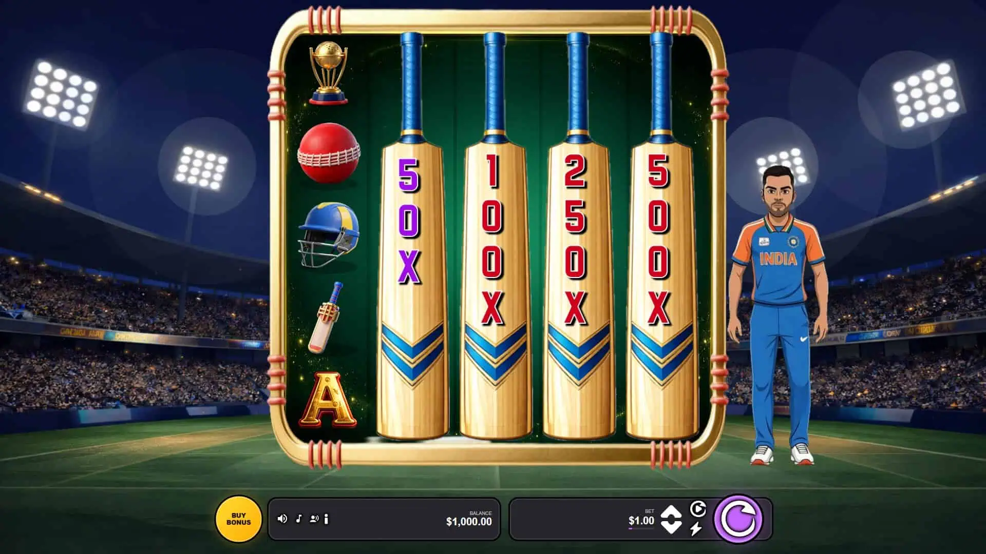 Cricket Fever: PowerPlay Smash slot gameplay reels