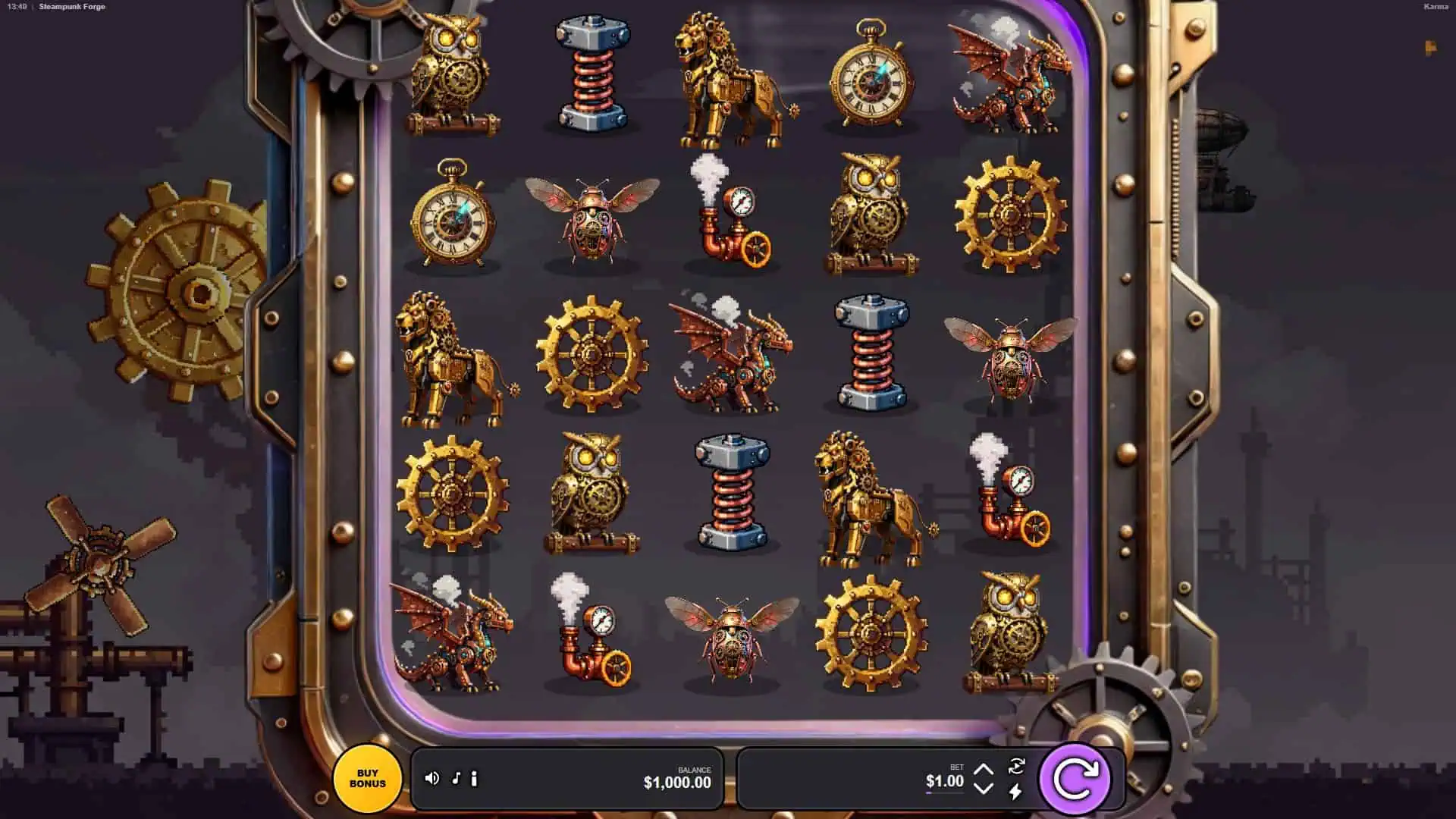SteamPunk Forge slot gameplay reels