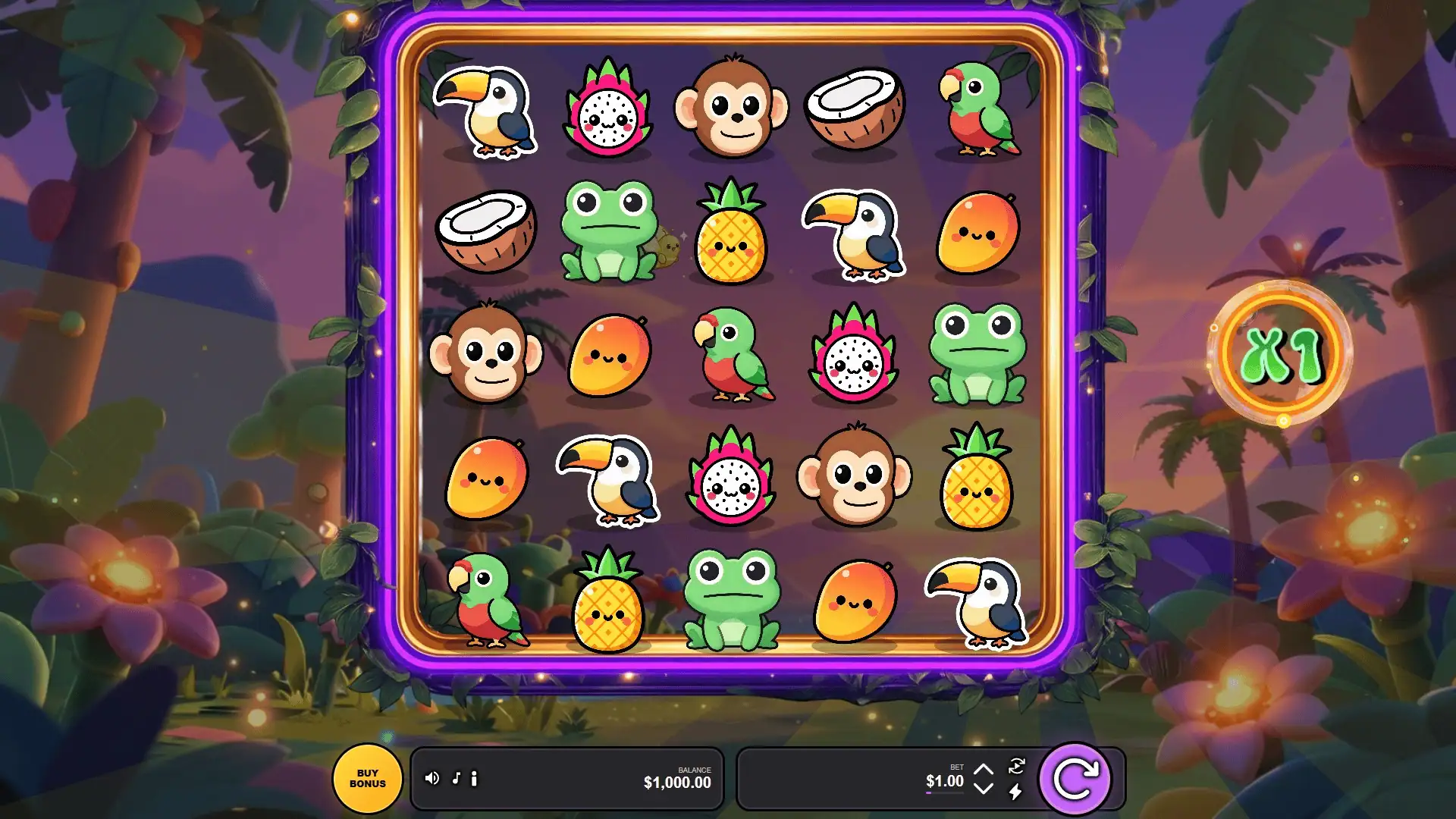 Tropical Vibes FireFly slot gameplay reels