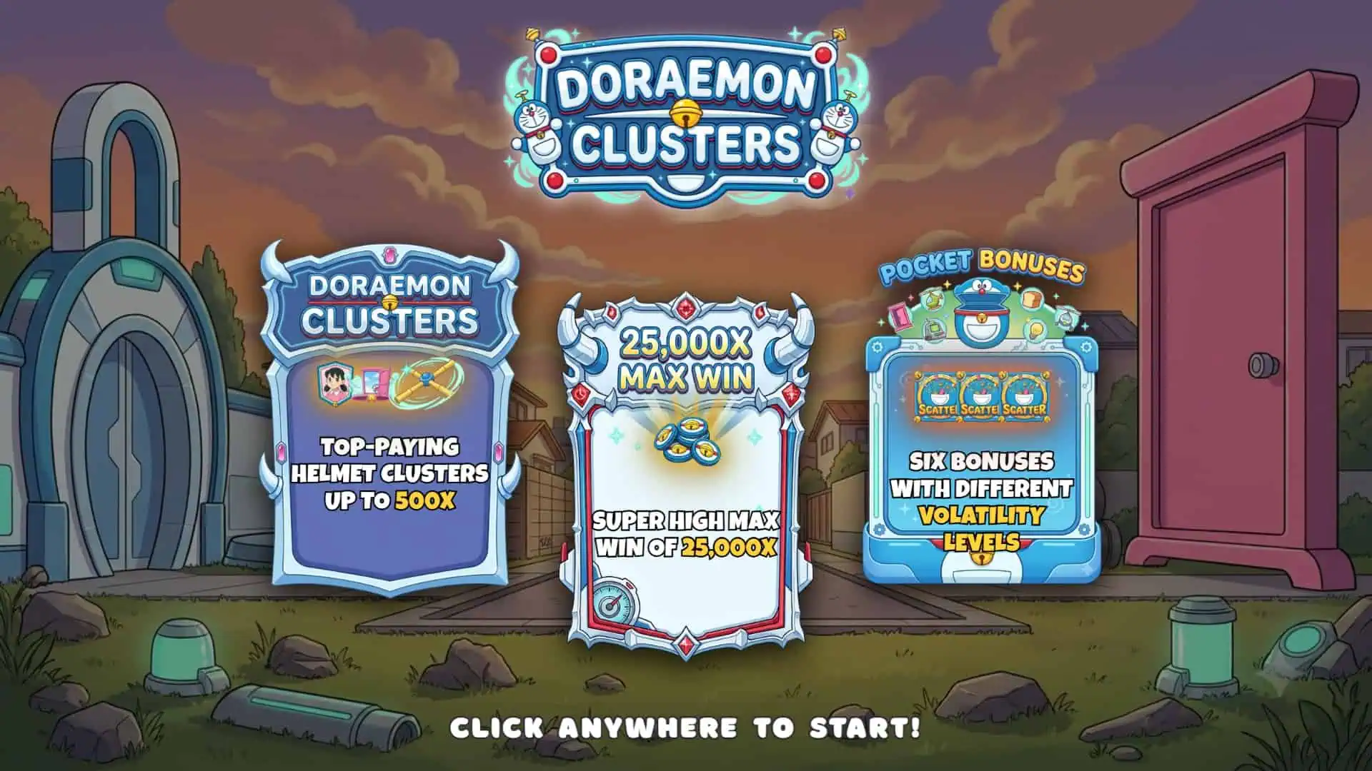 Doraemon Clusters slot intro screen