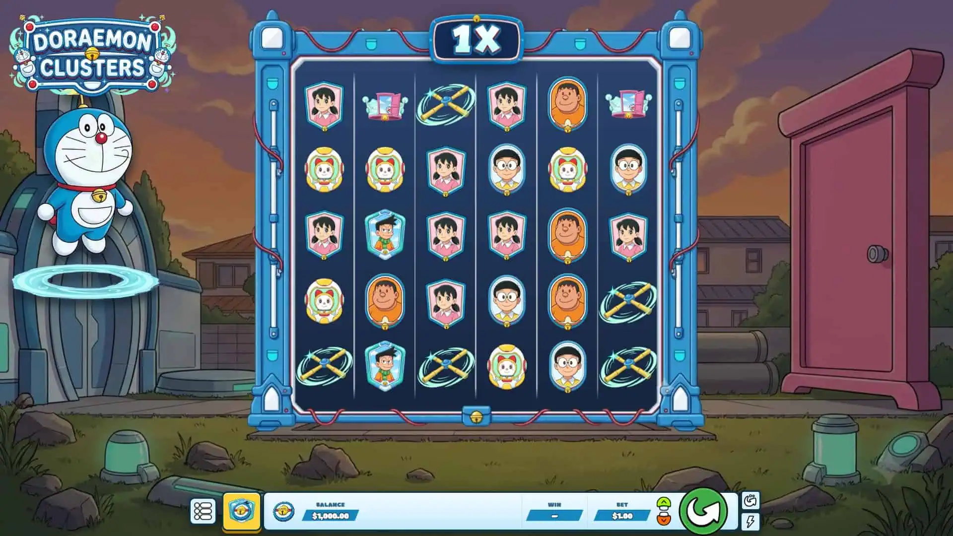 Doraemon Clusters slot gameplay reels
