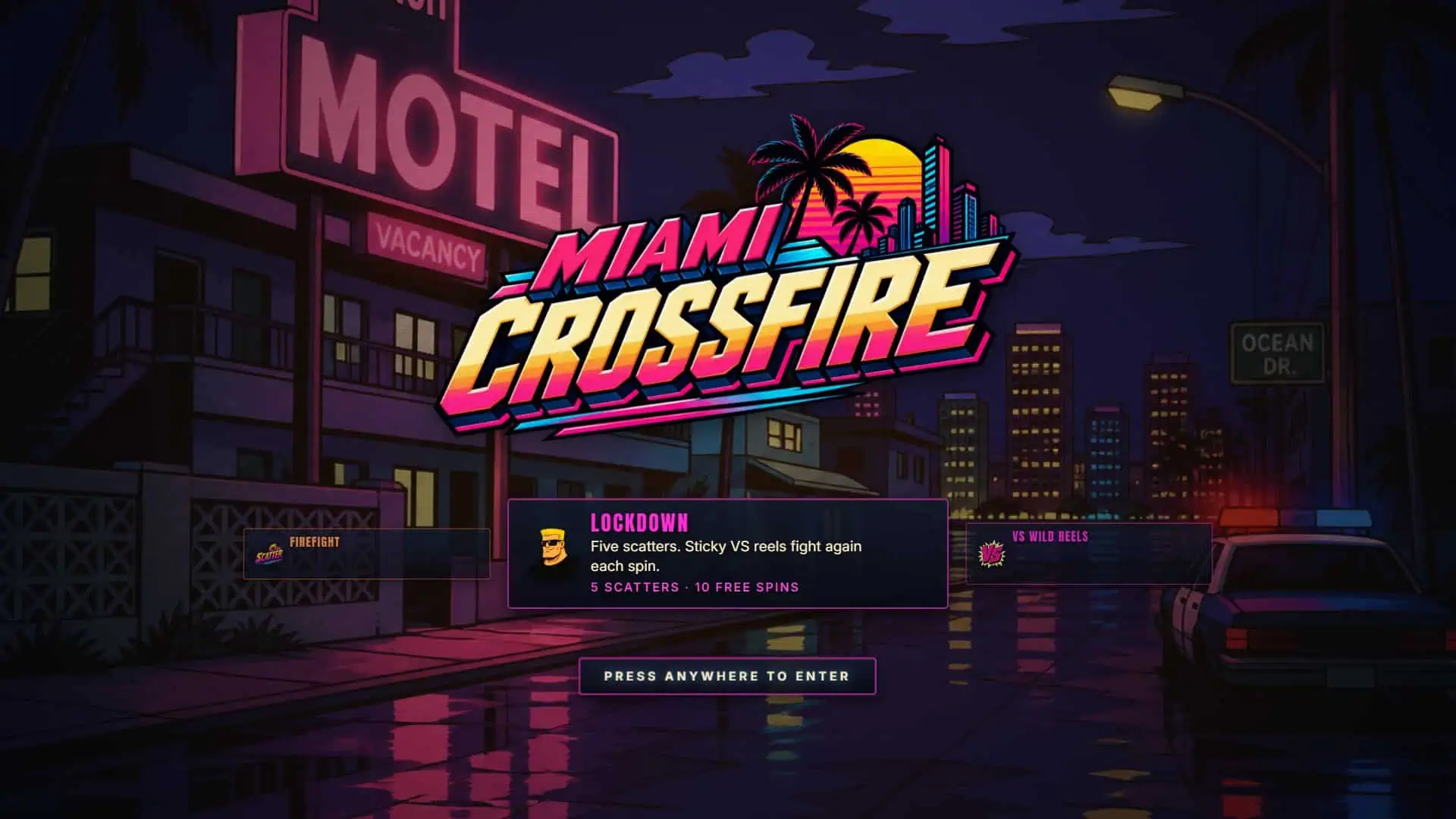 Miami Crossfire slot intro screen