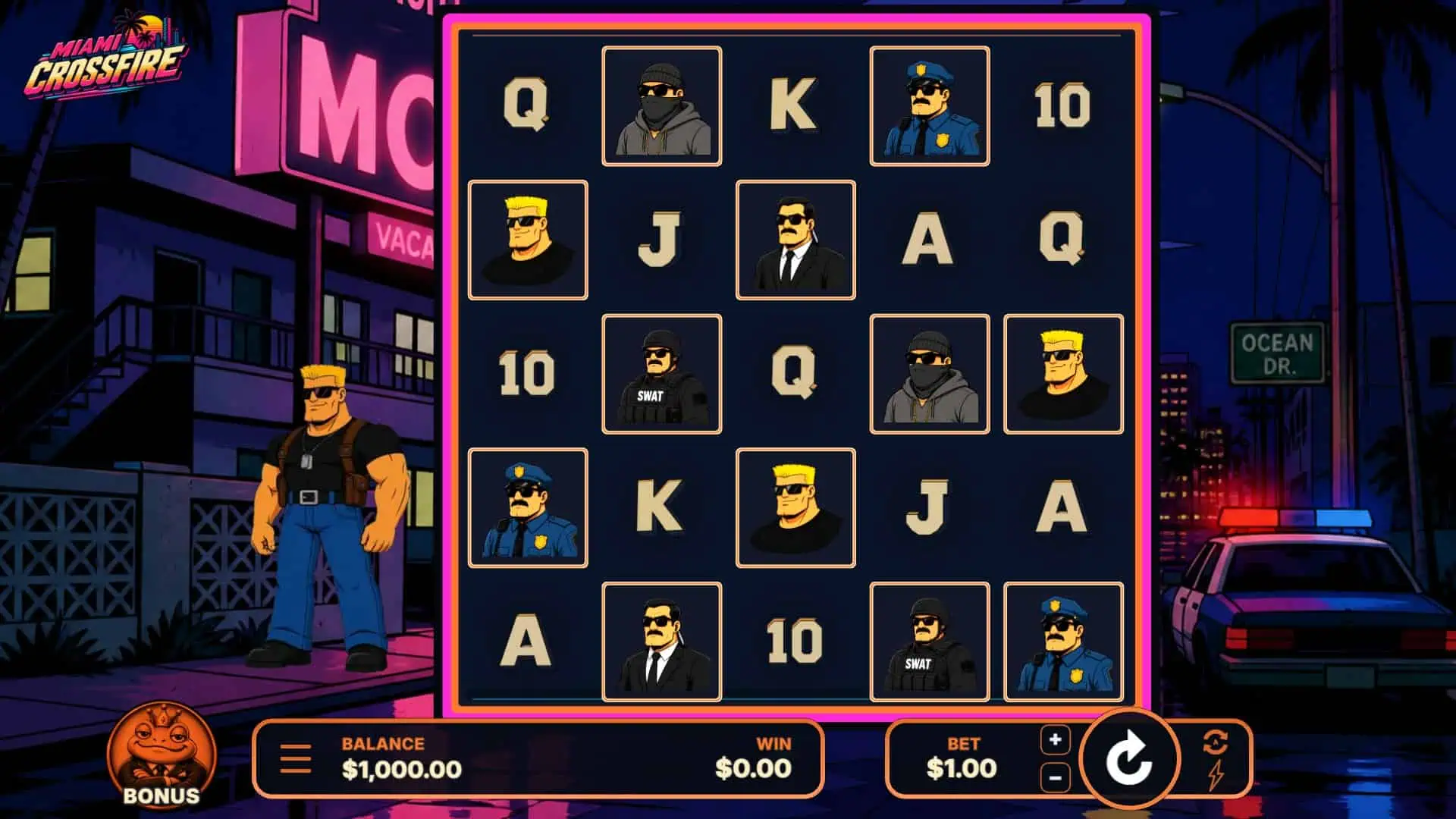 Miami Crossfire slot gameplay reels