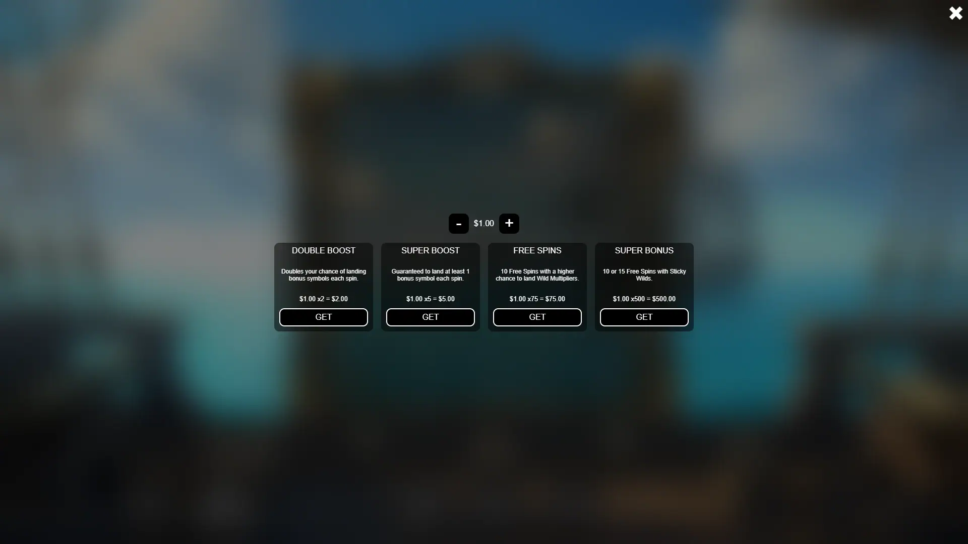 Pirates vs Sailors bonus buy menu