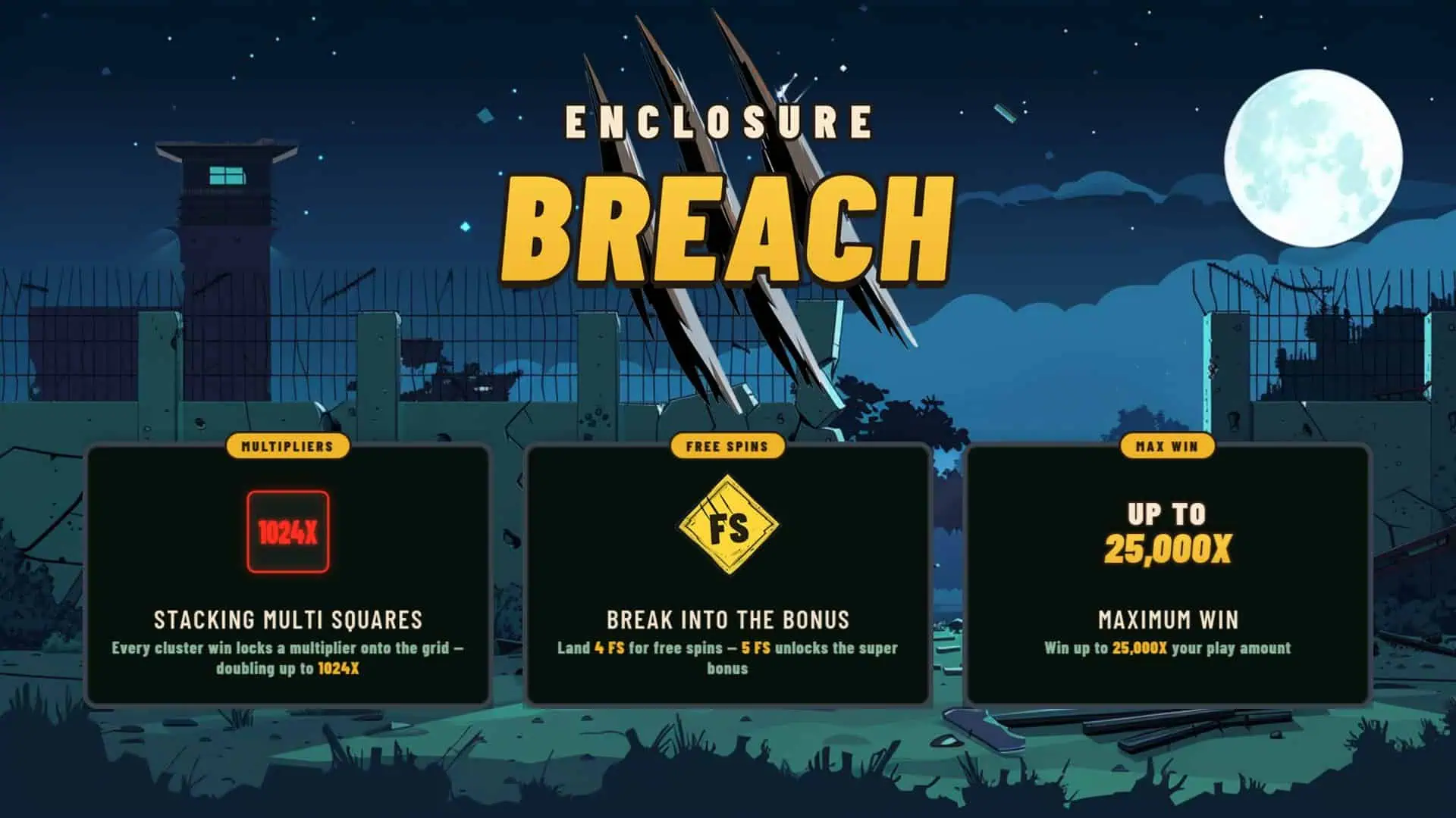 Enclosure Breach slot intro screen