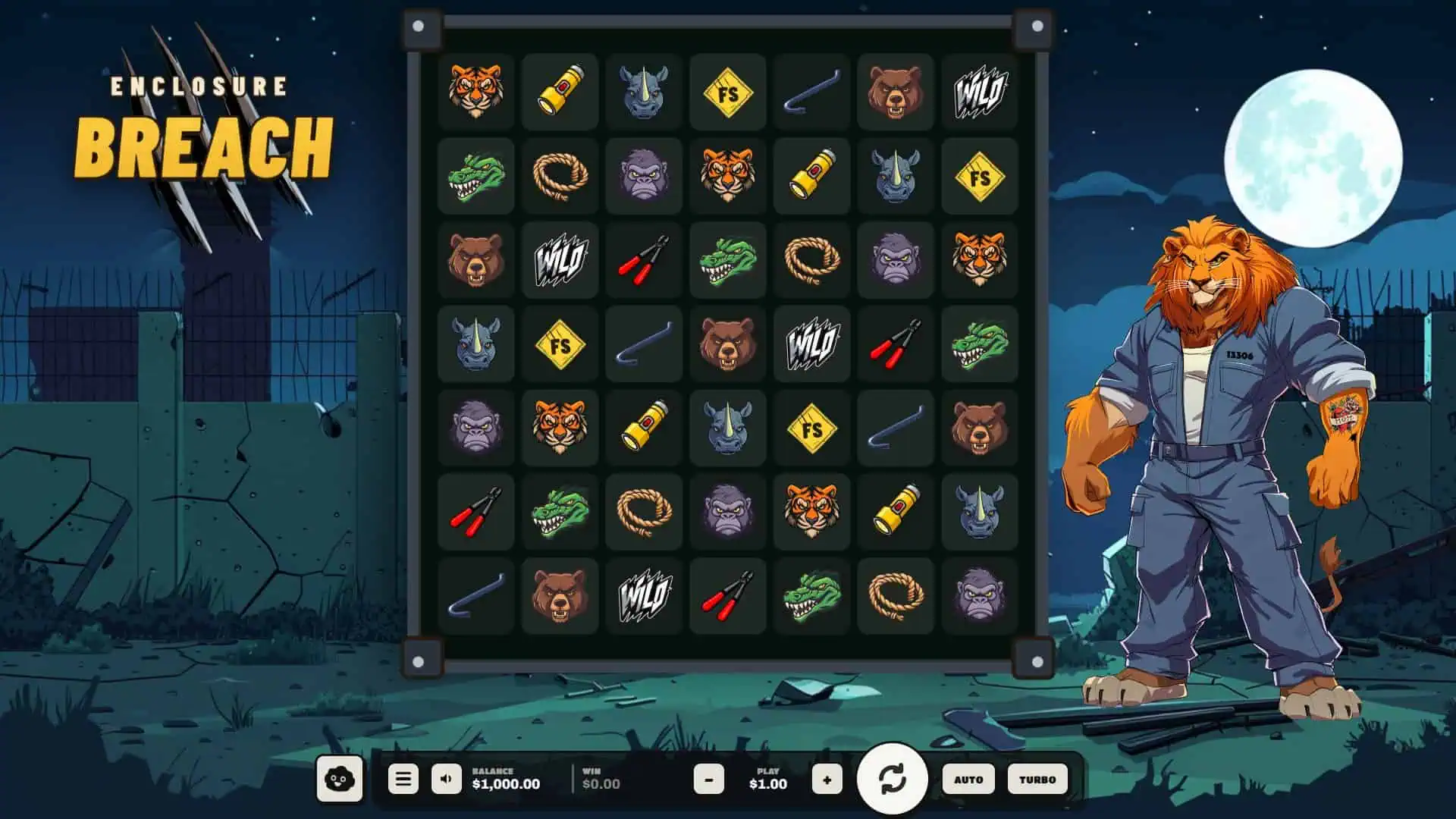 Enclosure Breach slot gameplay reels