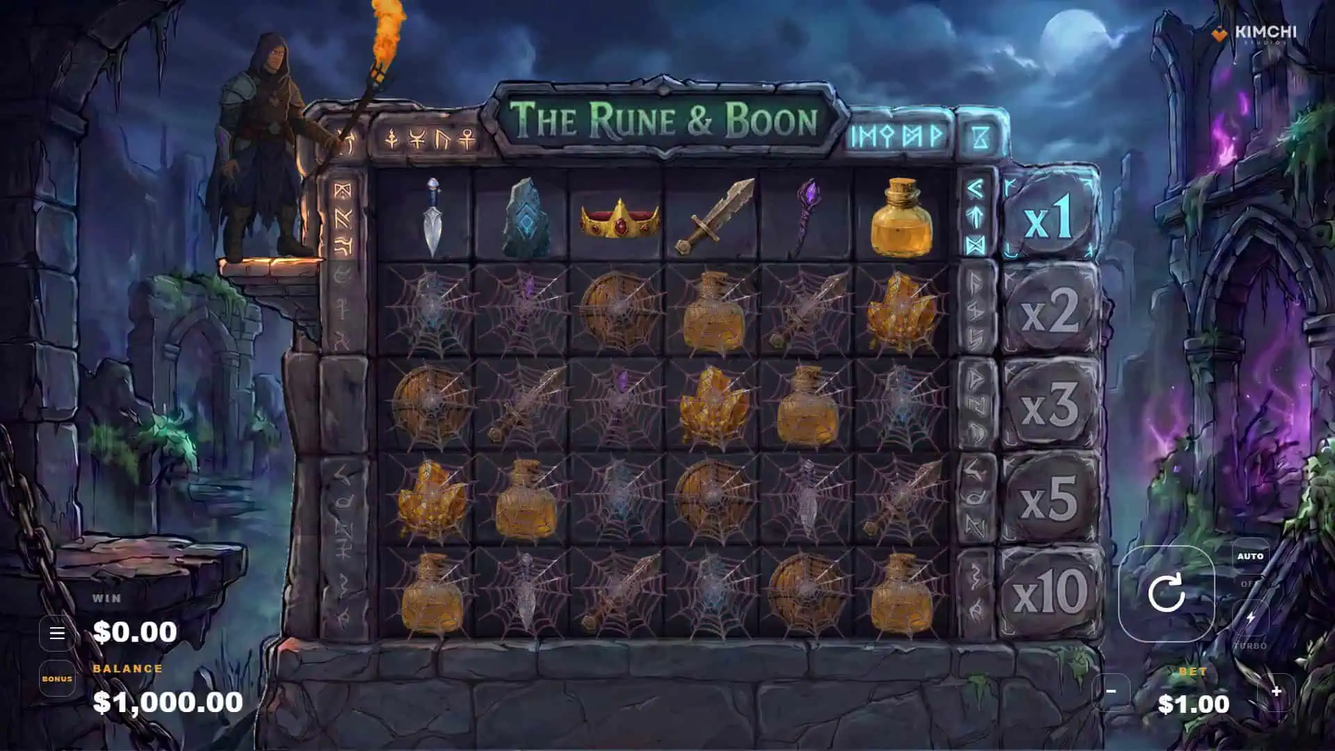 Dungeon: The Rune & Boon slot gameplay reels