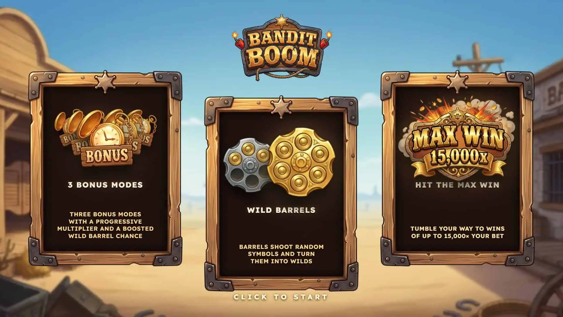 Bandit BOOM slot intro screen
