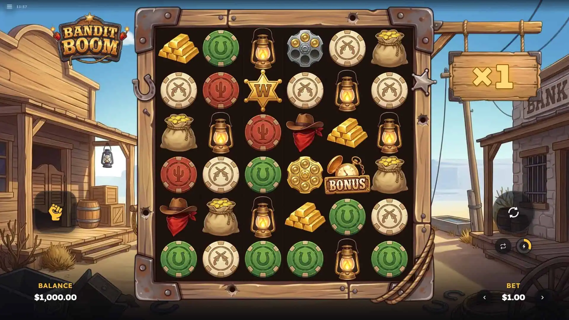 Bandit BOOM slot gameplay reels