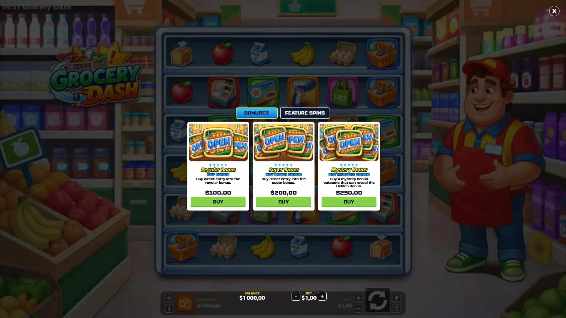 Grocery Dash bonus buy menu