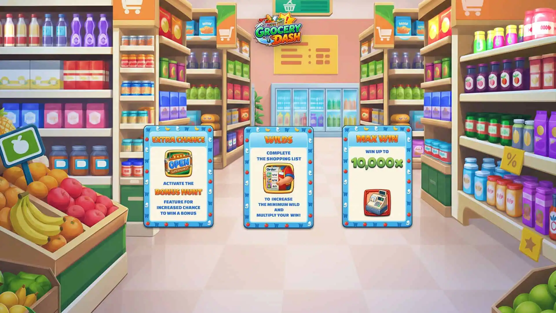 Grocery Dash slot intro screen