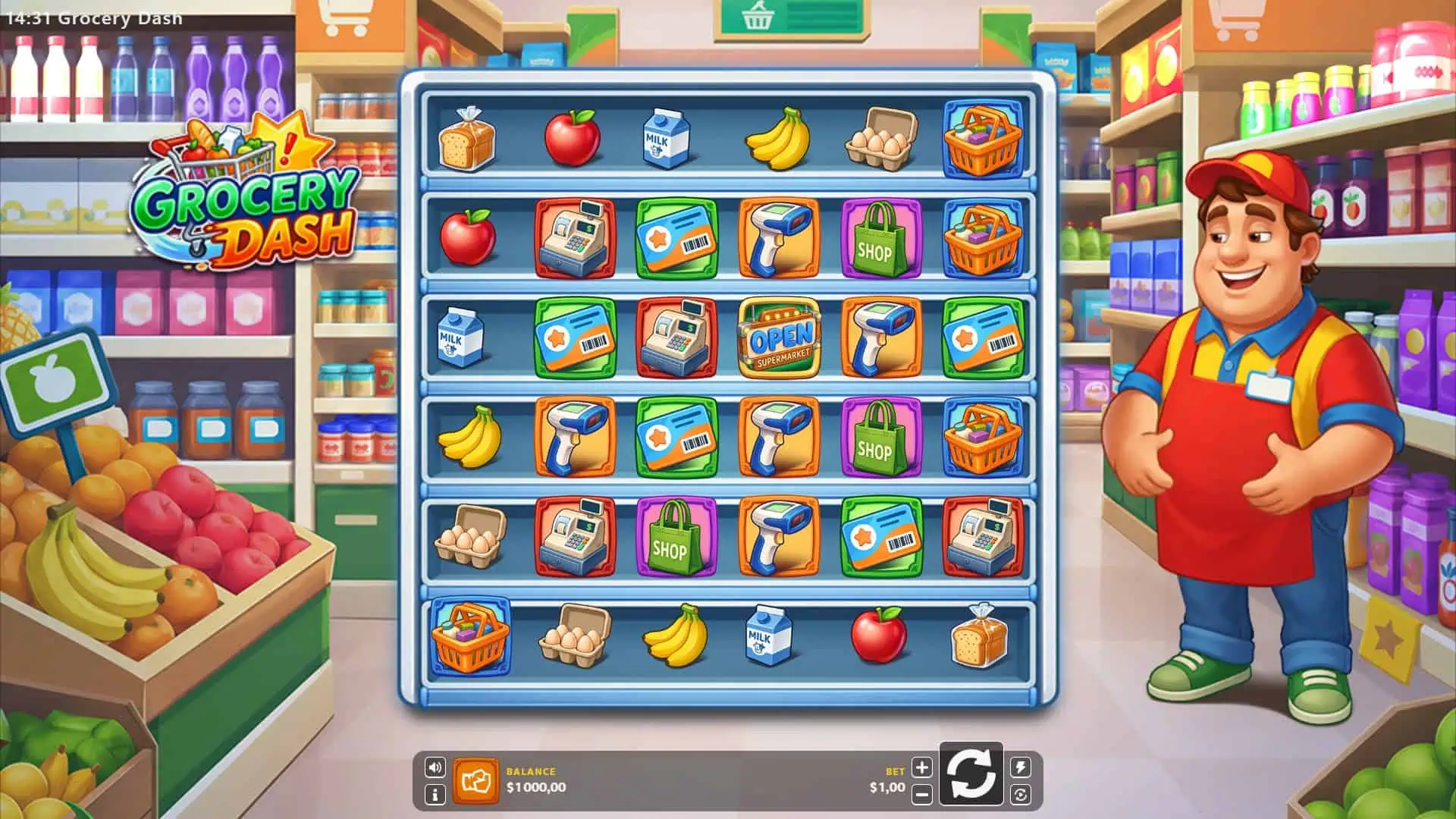 Grocery Dash slot gameplay reels