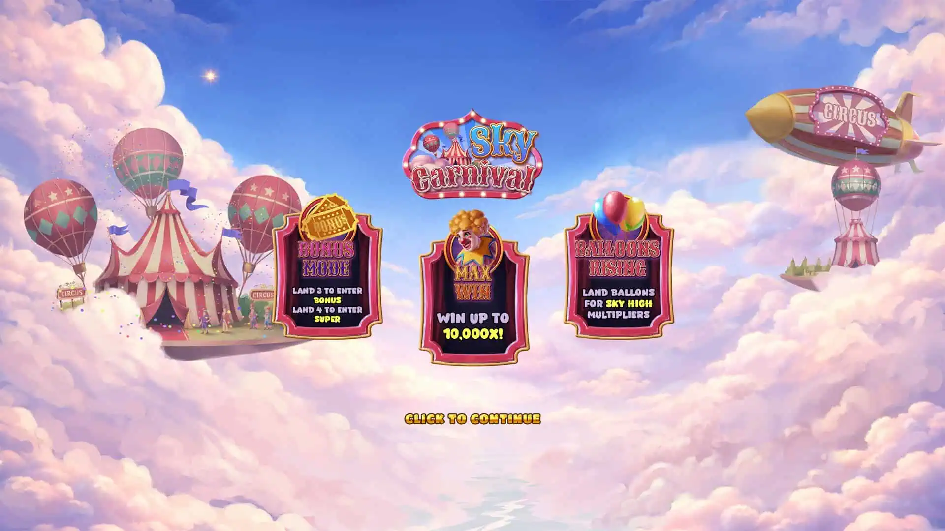 Sky Carnival slot intro screen