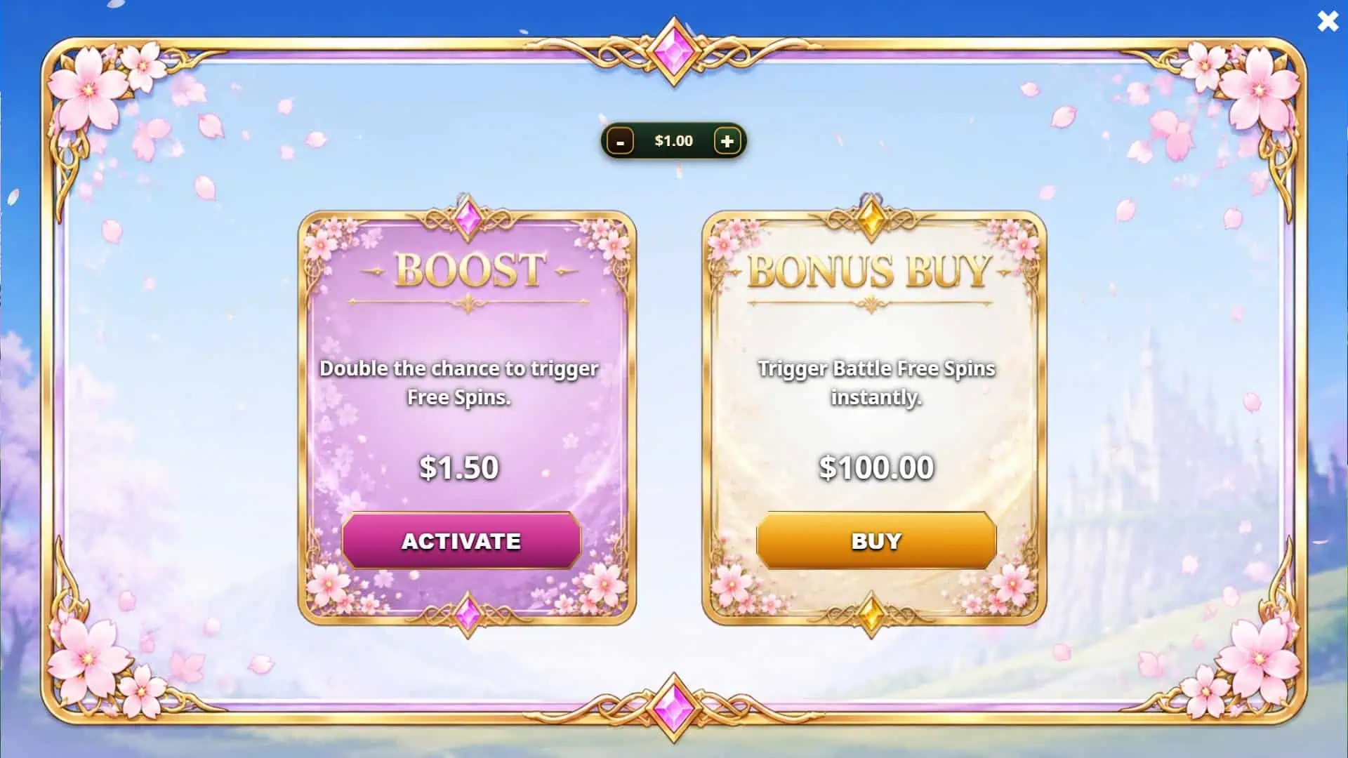 Fortune Battle bonus buy menu