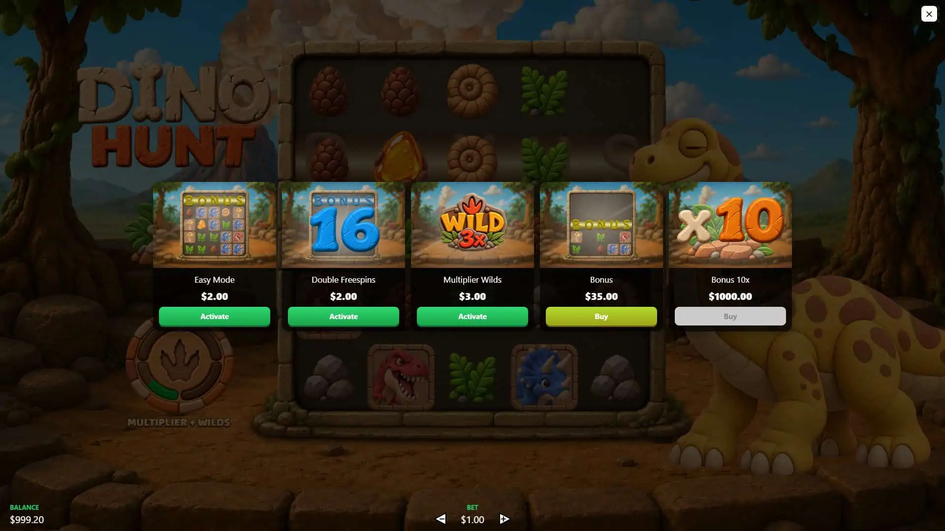 Dino Hunt bonus buy menu