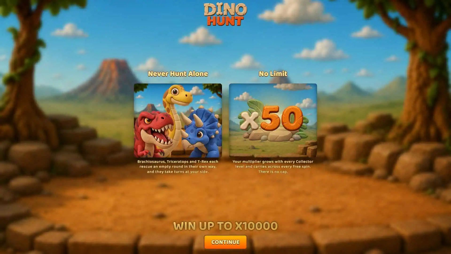Dino Hunt slot intro screen