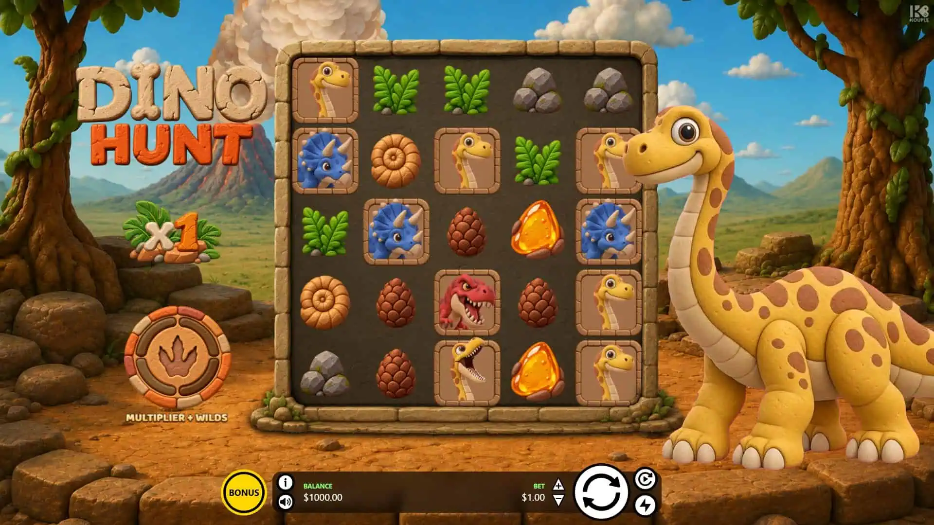 Dino Hunt slot gameplay reels