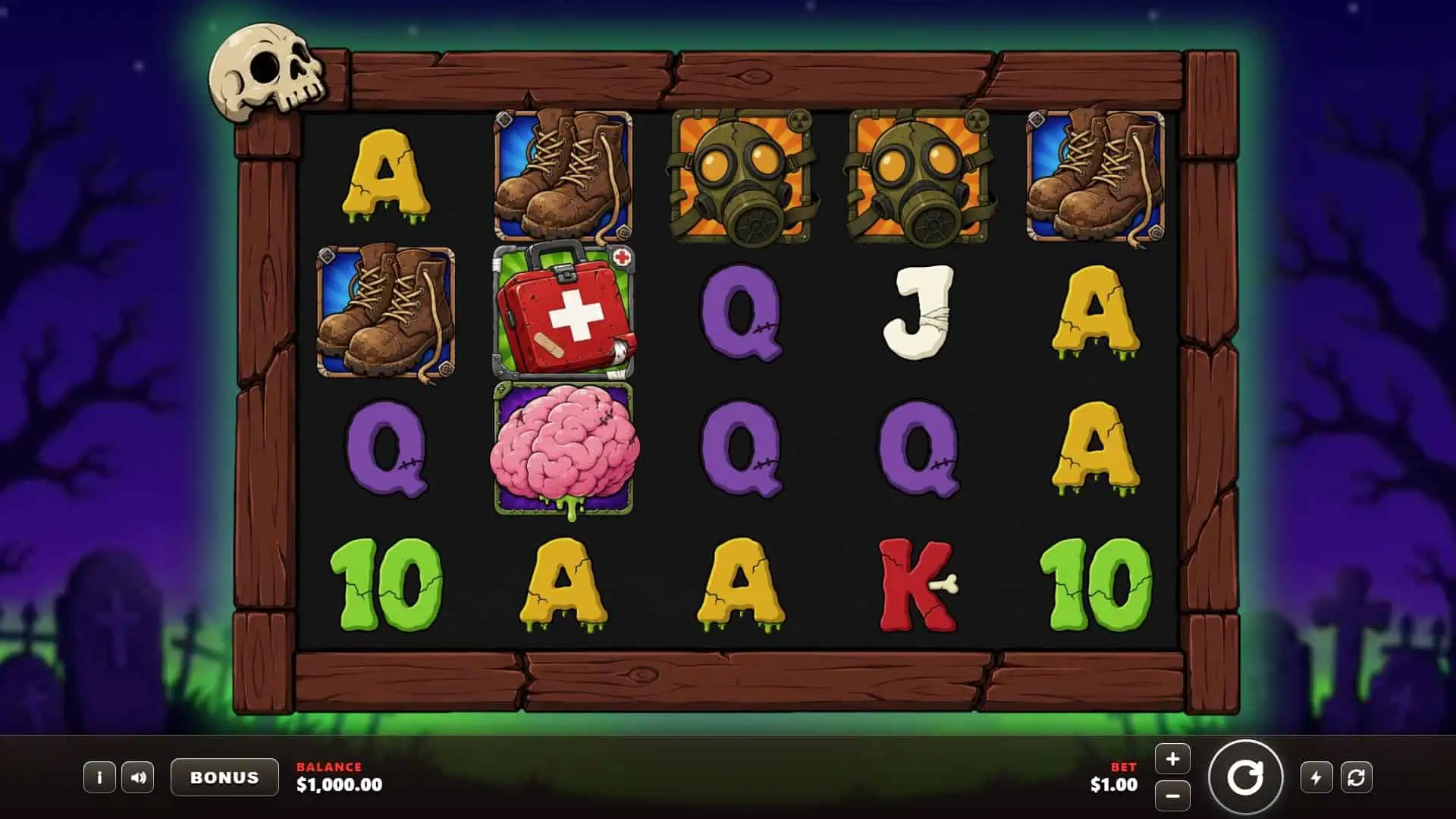 Graveyard INC. slot gameplay reels