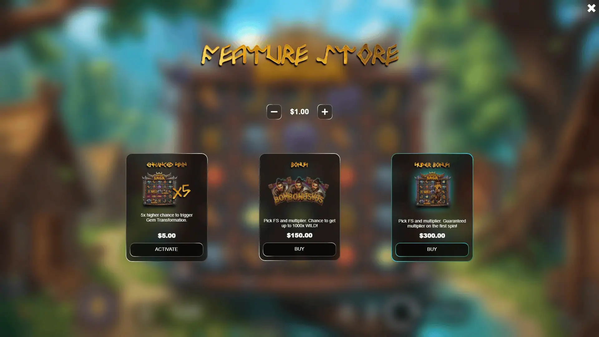 Viking Saga bonus buy menu