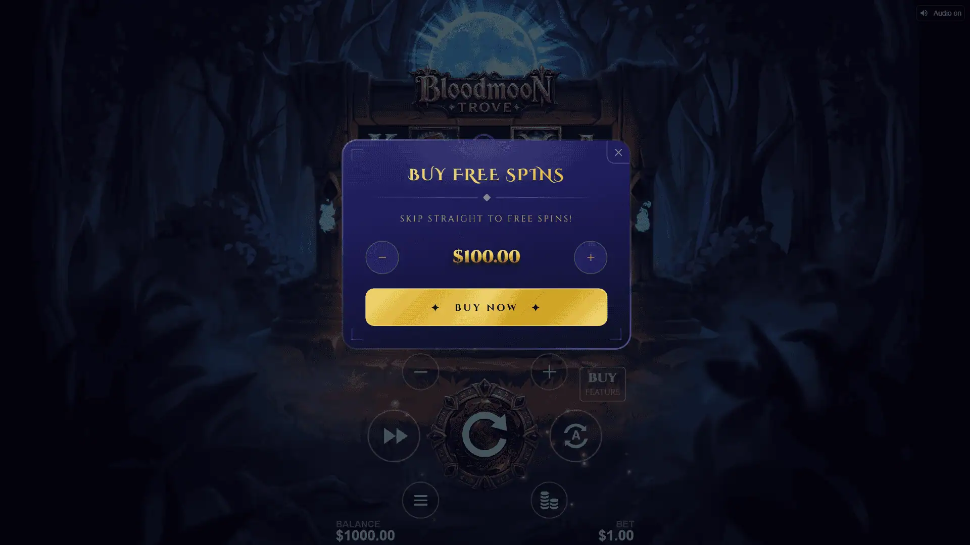 Bloodmoon Trove bonus buy menu