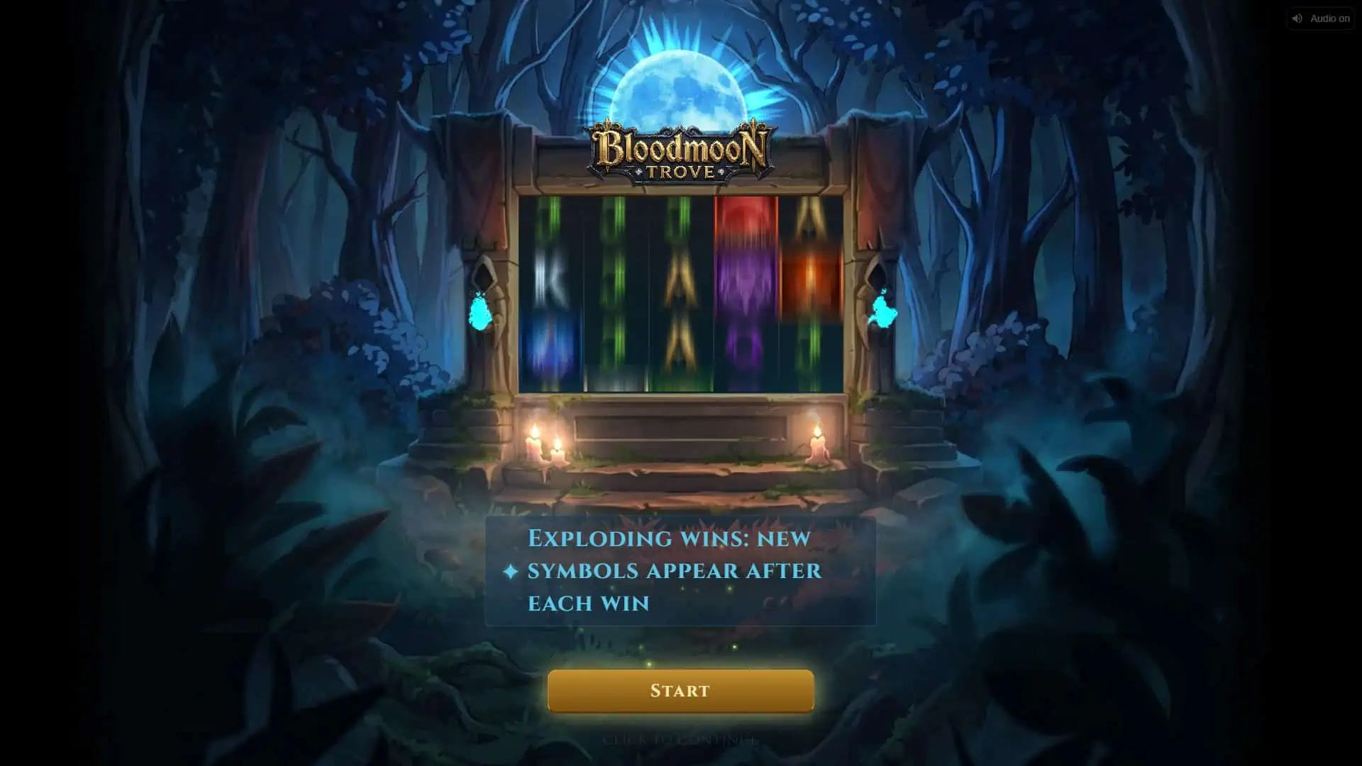 Bloodmoon Trove slot intro screen