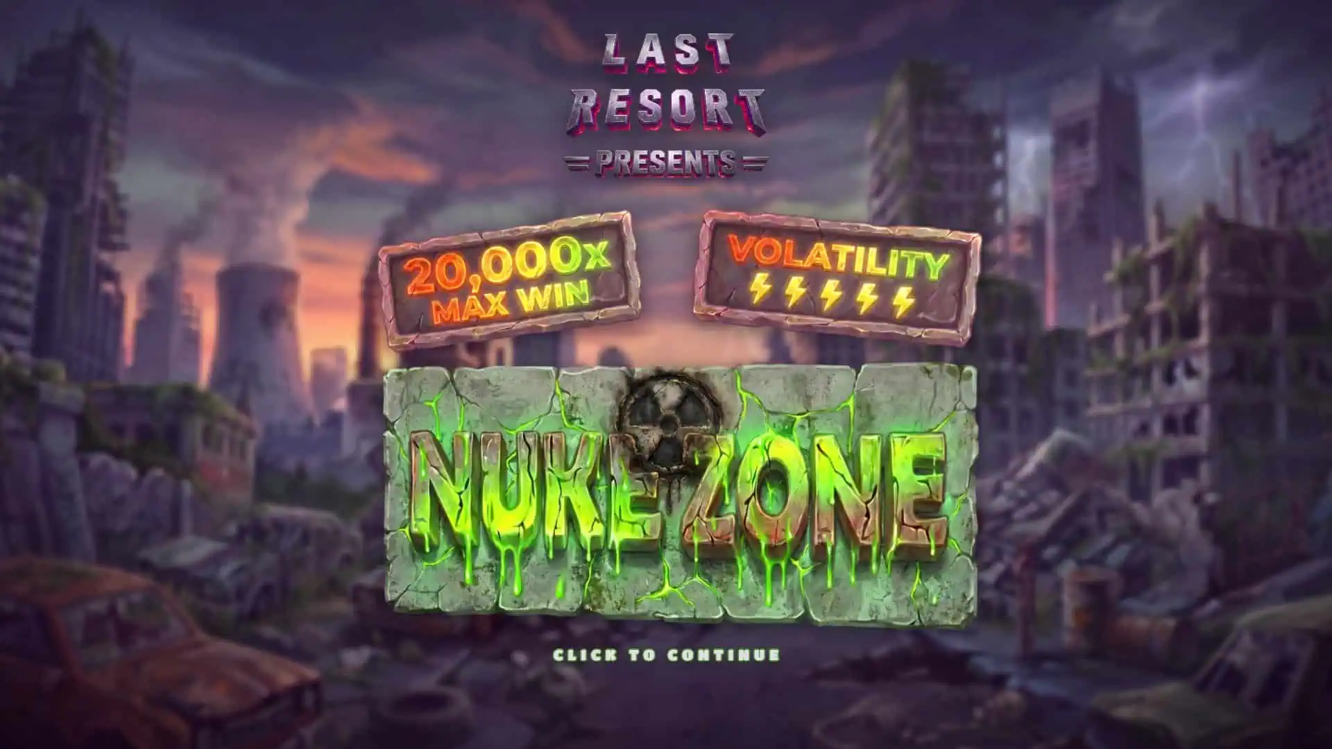 Nuke Zone slot intro screen