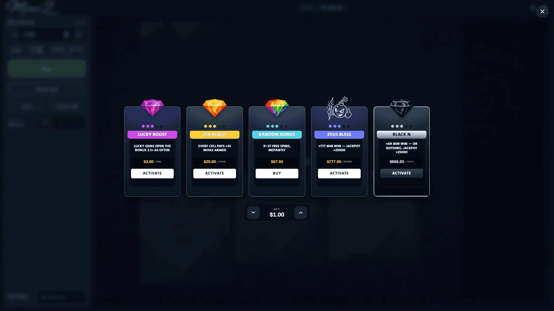Mines 2 bonus buy menu
