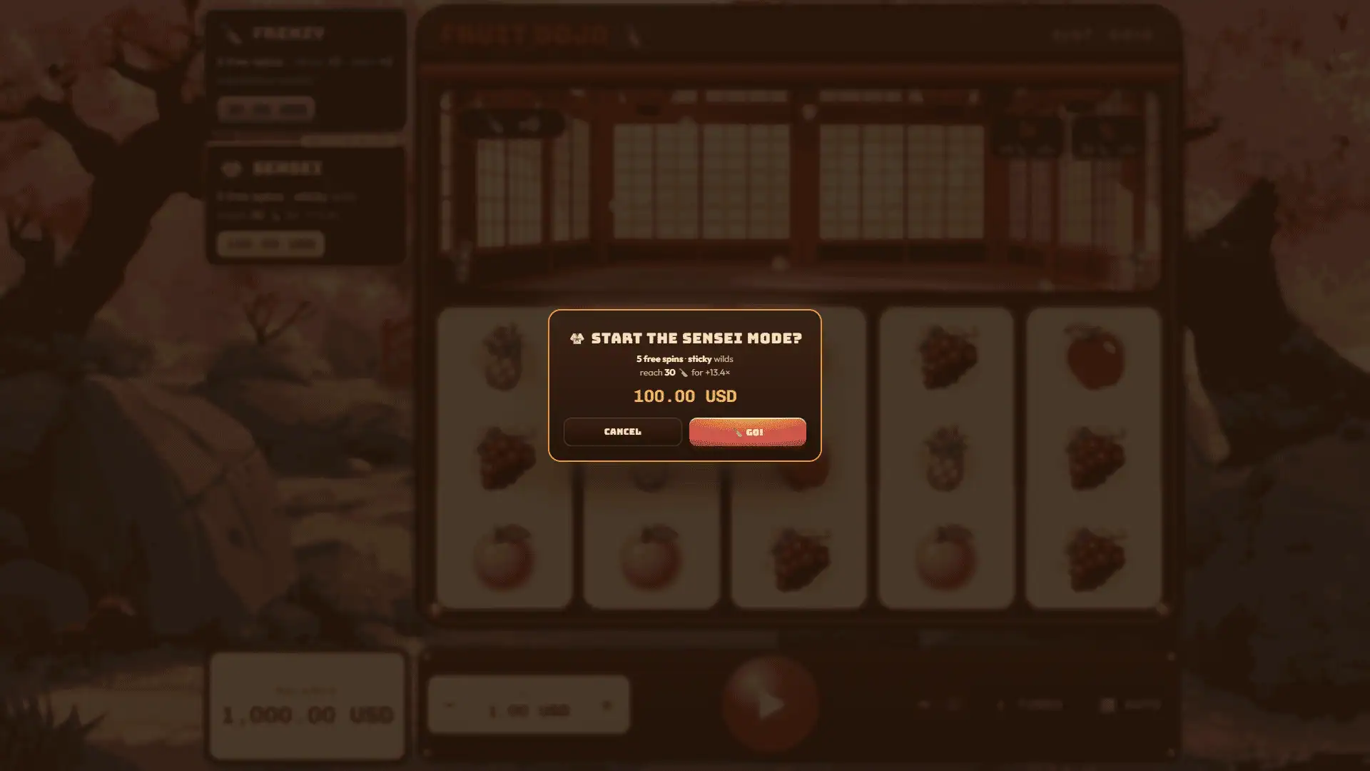 Fruit Dojo bonus buy menu