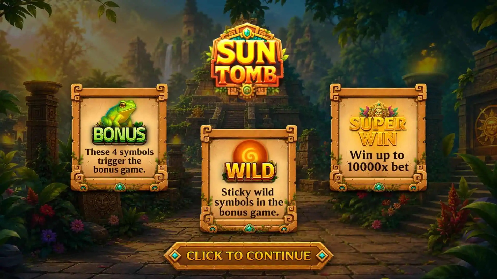 Sun Tomb slot intro screen