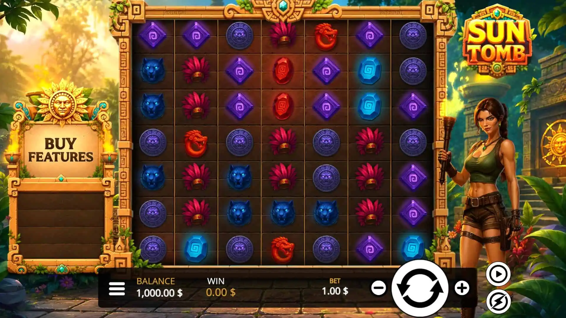 Sun Tomb slot gameplay reels