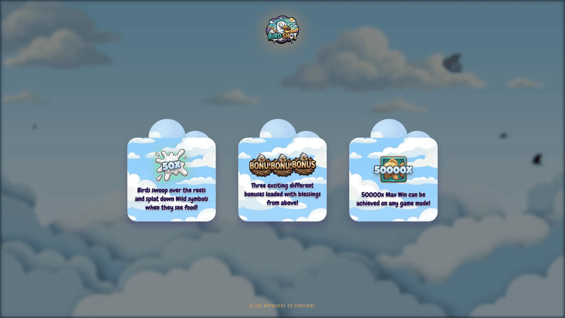 Birdshot slot intro screen