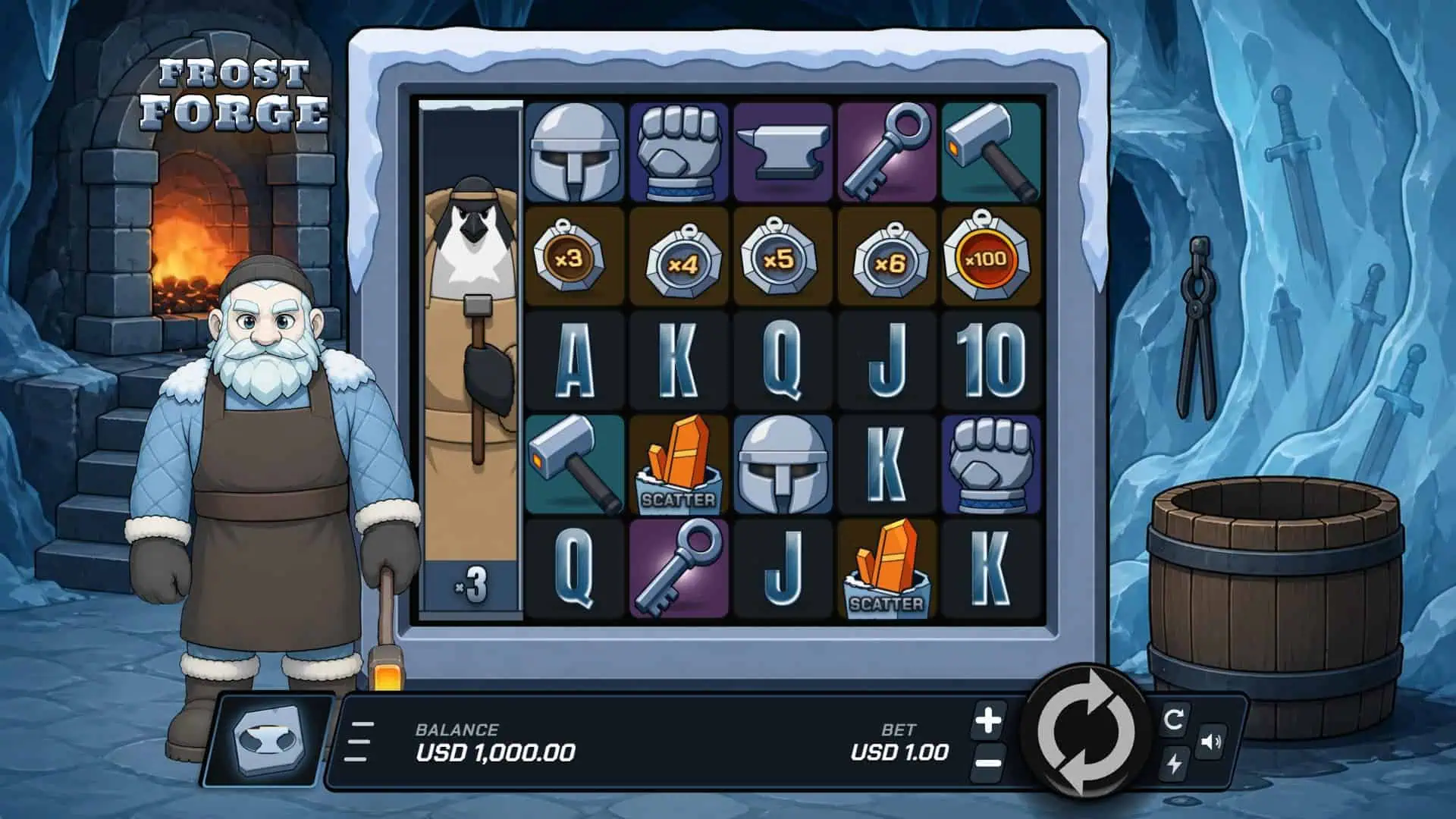 Frost Forge slot gameplay reels