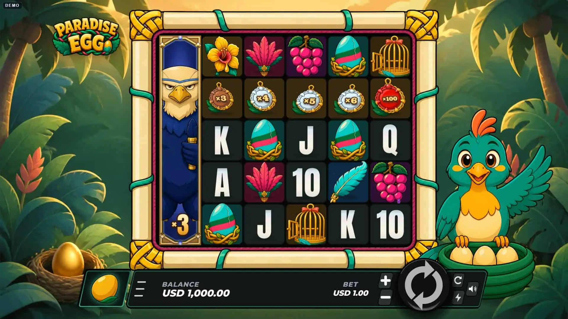 Paradise Egg slot gameplay reels