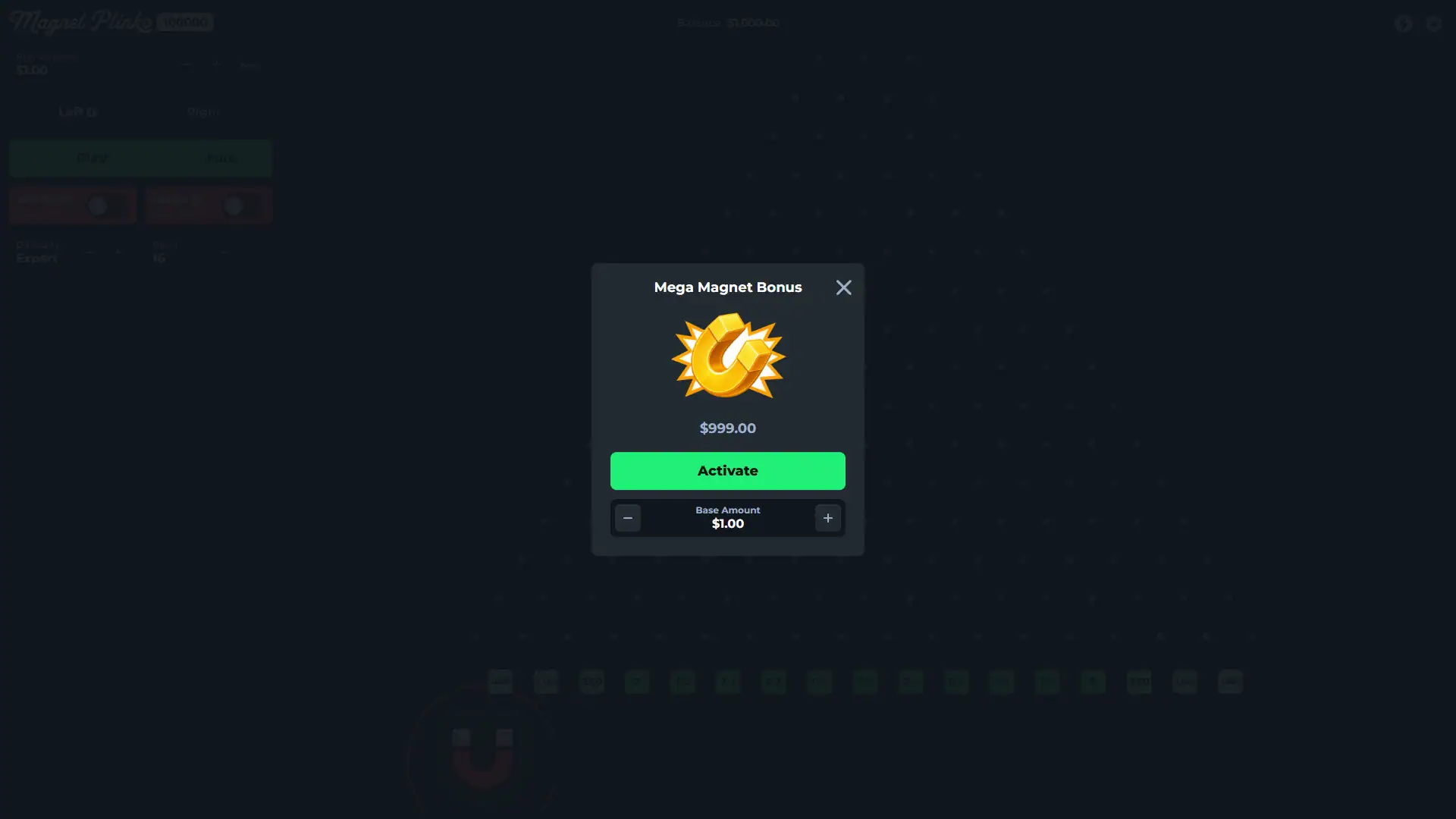 Magnet Plinko 100000 bonus buy menu