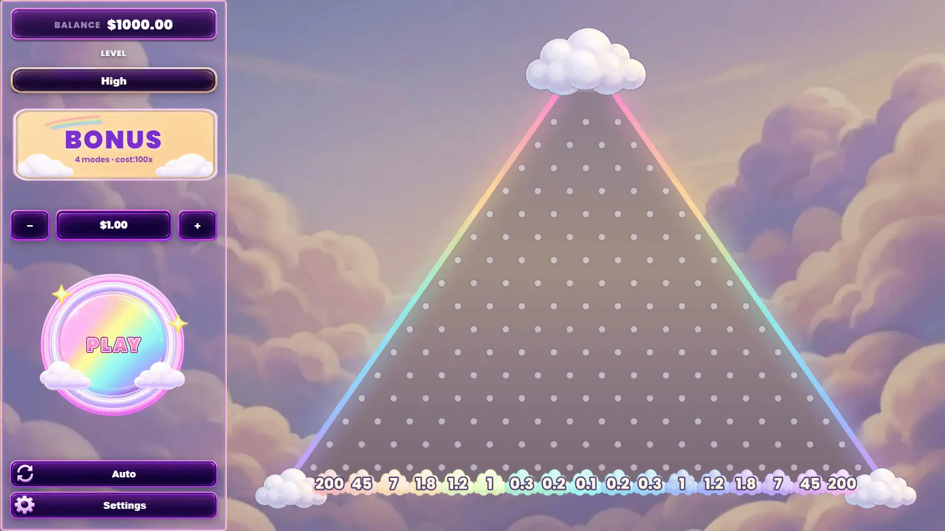 Color Plinko slot gameplay reels