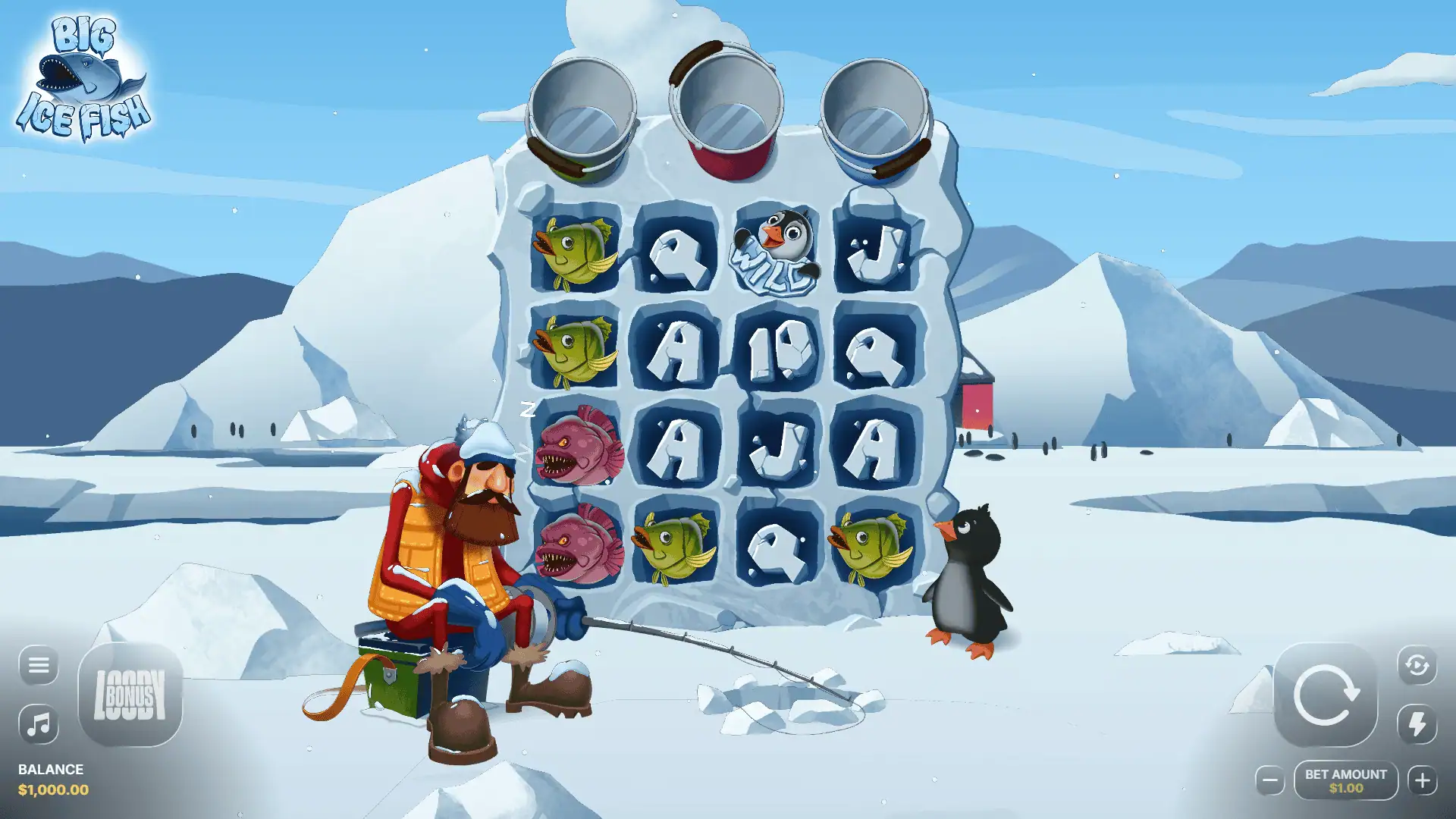 Big Ice Fish slot gameplay reels