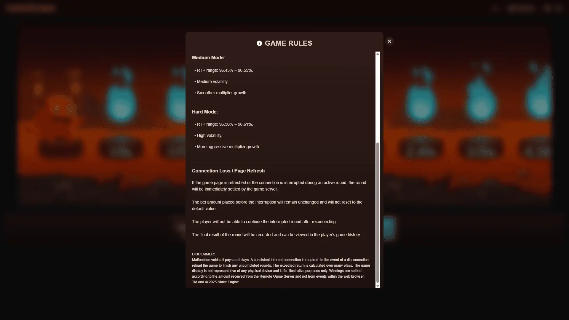 Lava Escape bonus buy menu