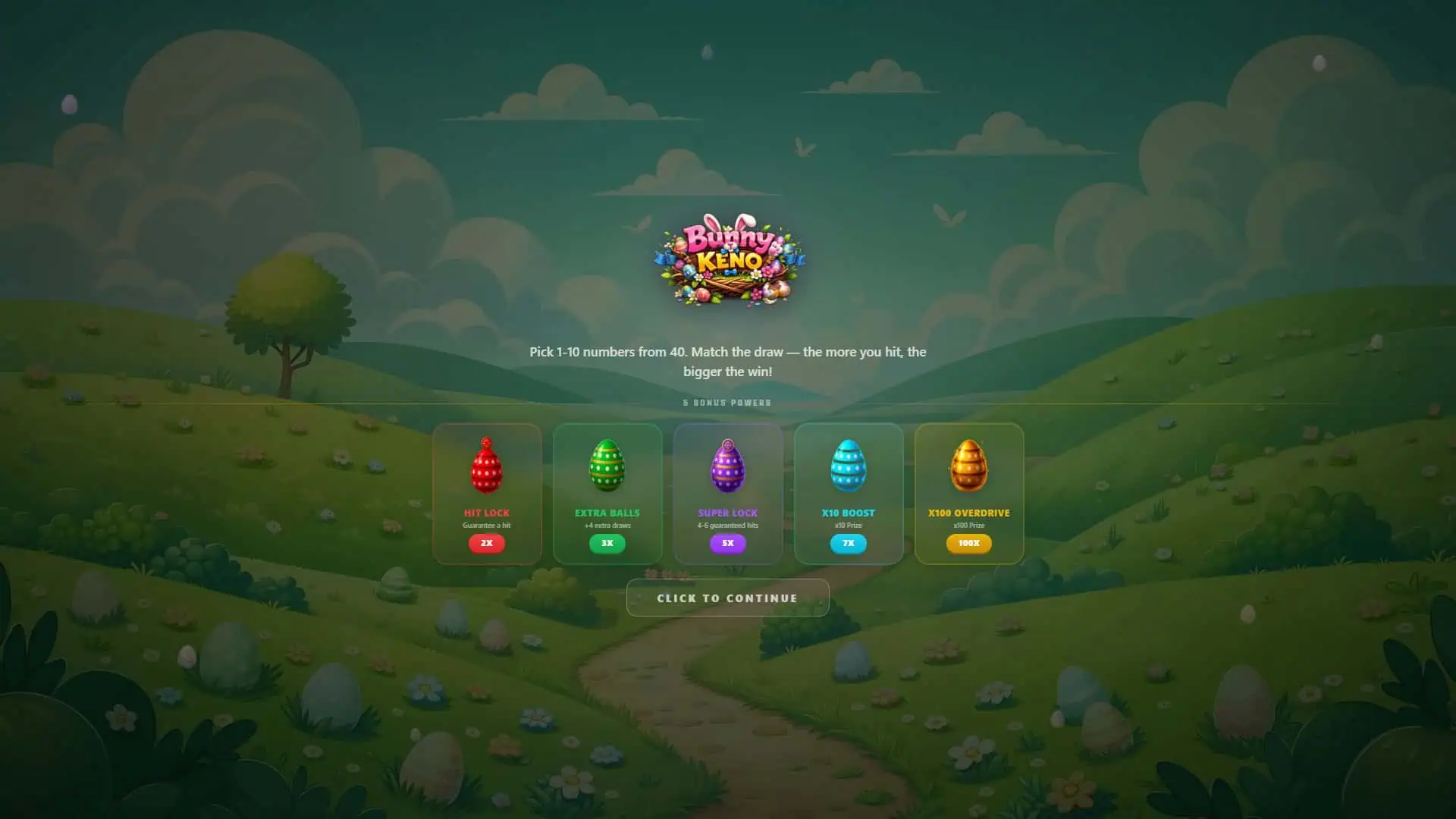 Bunny Keno slot intro screen