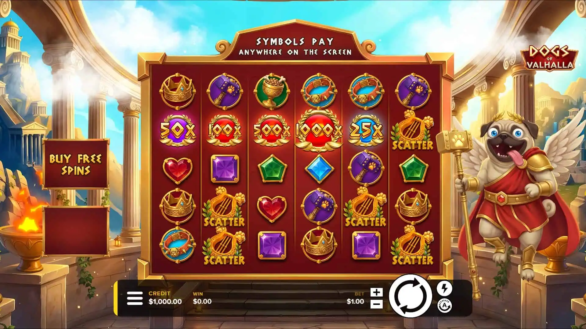 Dogs of Valhalla slot gameplay reels