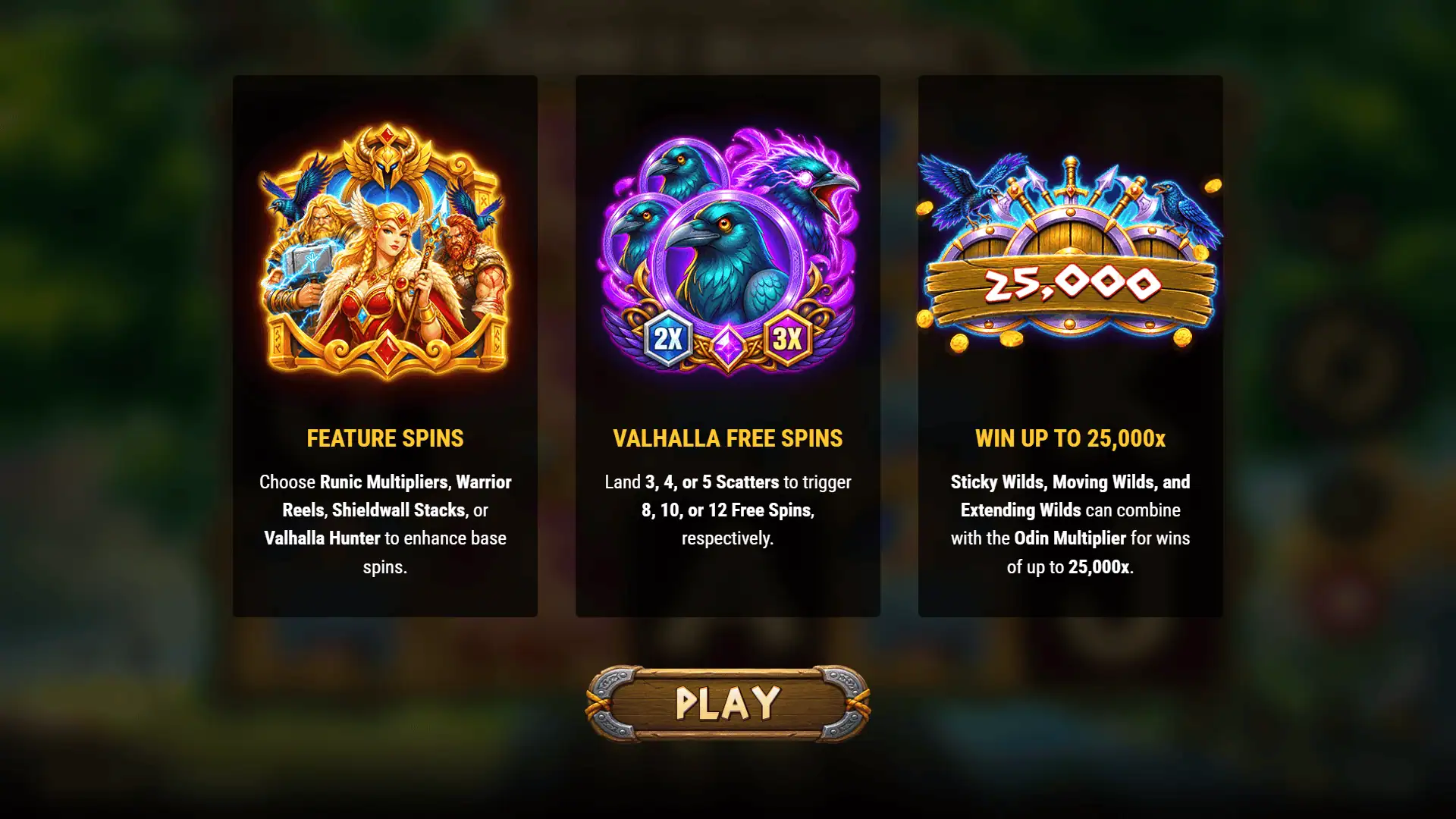 Odins Blessing slot intro screen