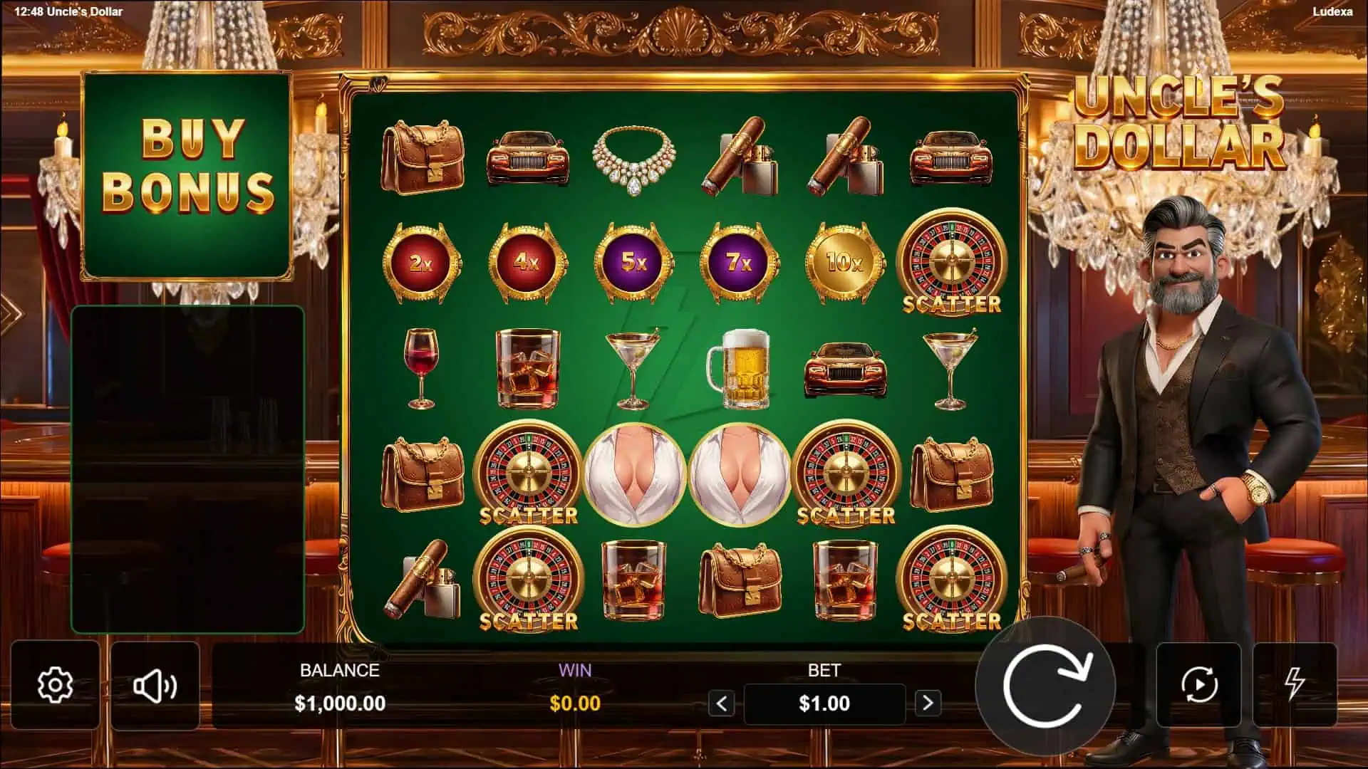 Uncles Dollar slot gameplay reels