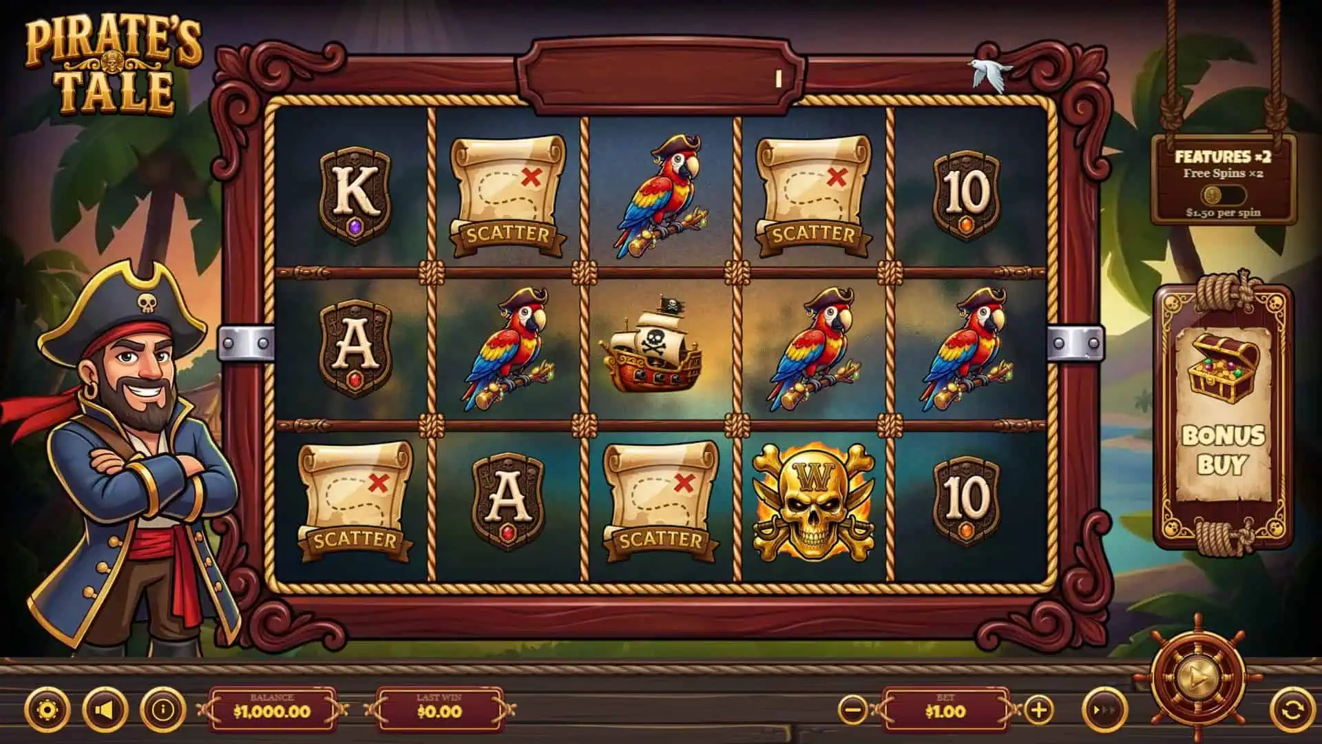 Pirates Tale slot gameplay reels