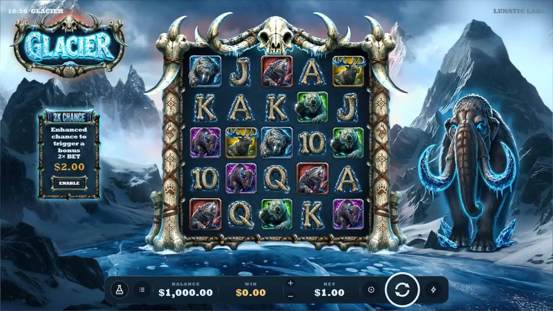 Glacier slot gameplay reels