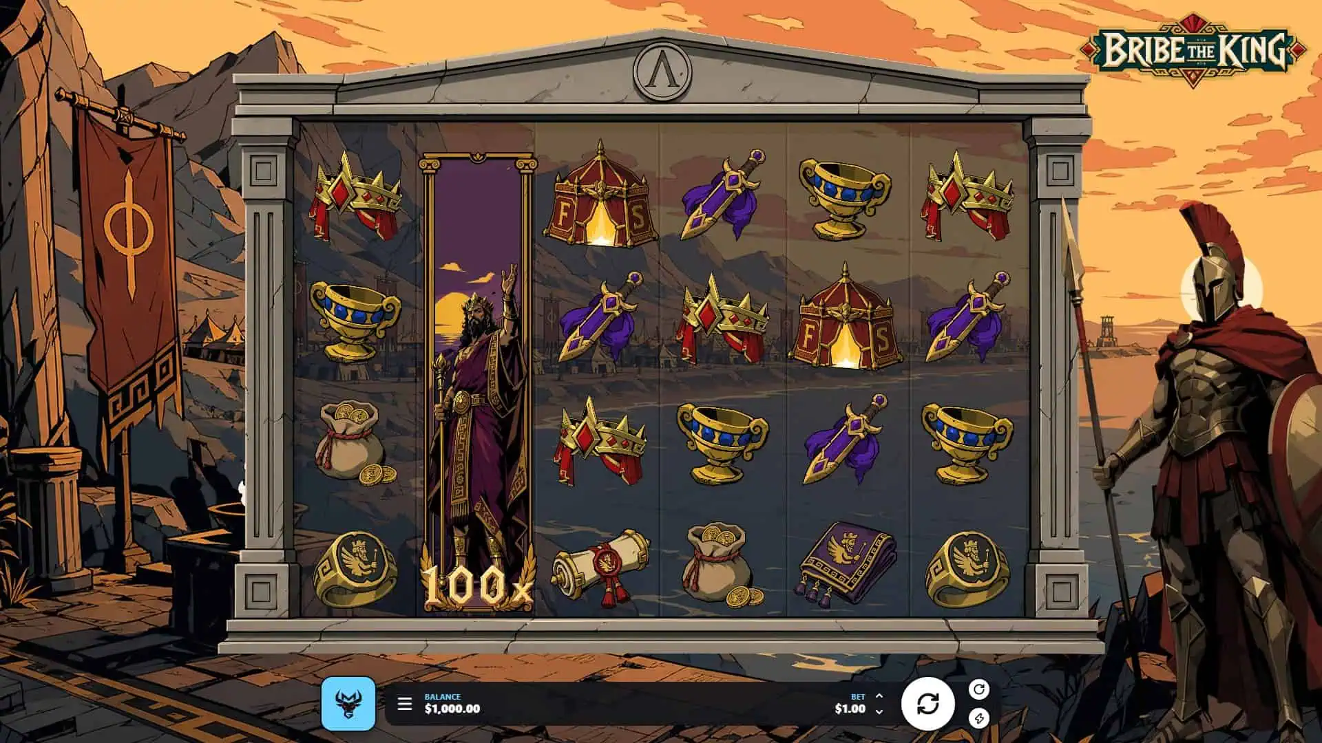 Bribe The King slot gameplay reels